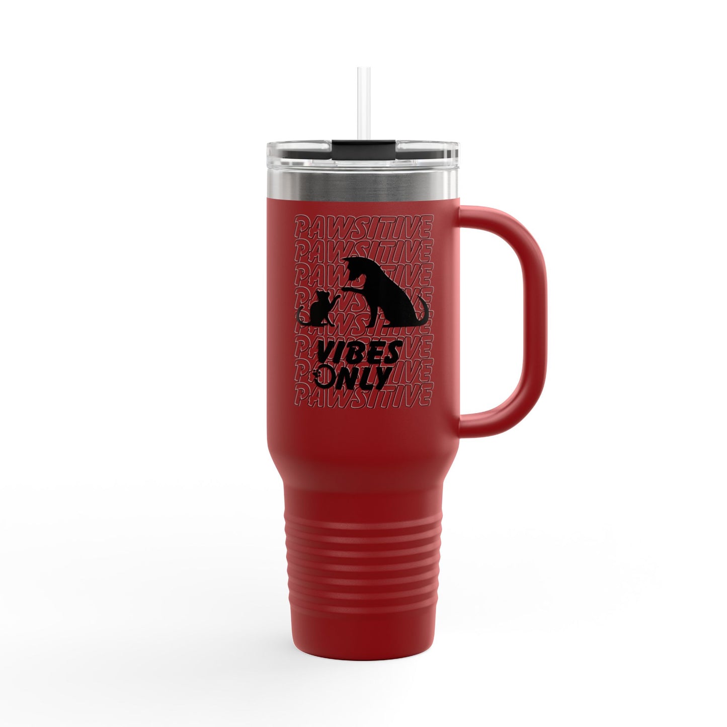 Insulated Travel Mug, 40oz-PAWSITIVE VIBES ONLY