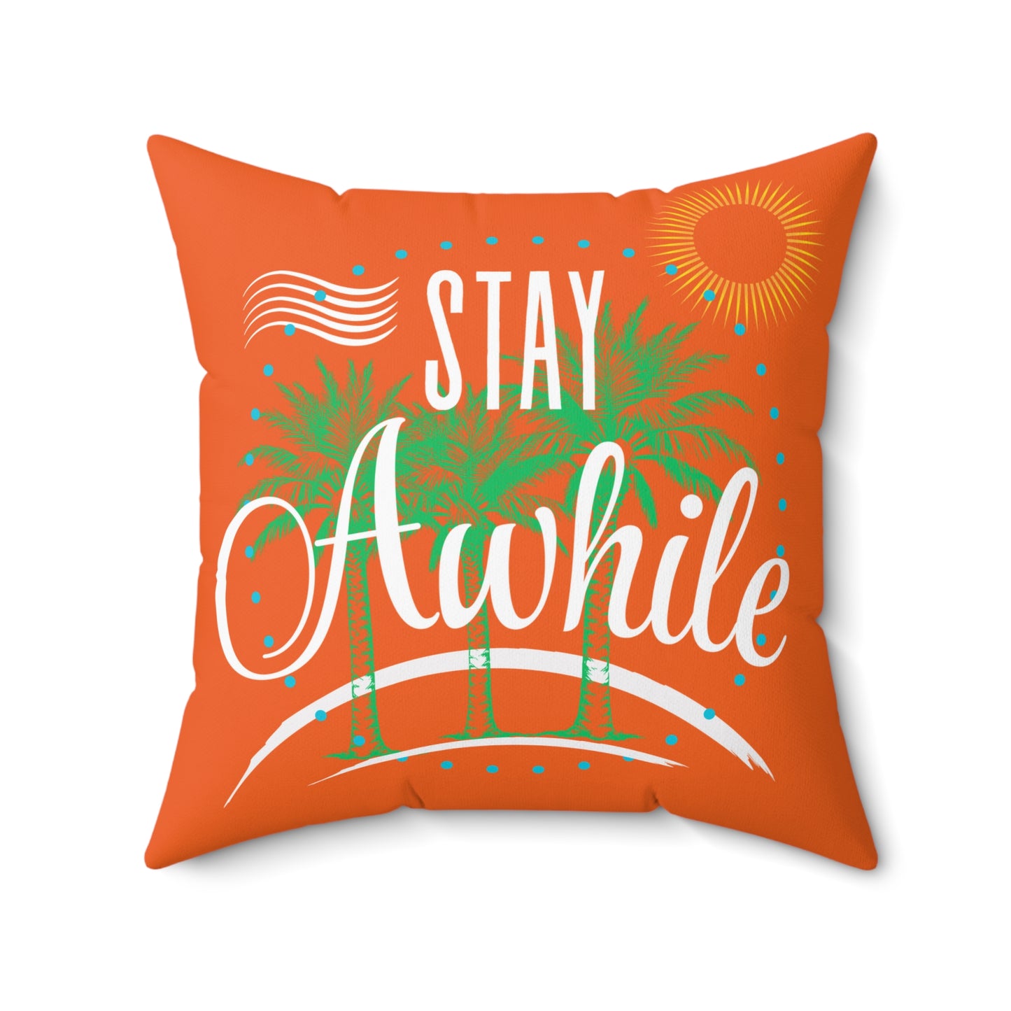 Autumn Tropical Stay Awhile Pillow, Beach Decor, Summer Vibes, Cozy Home Accent, Gift for Beach Lovers, Relaxation Decor