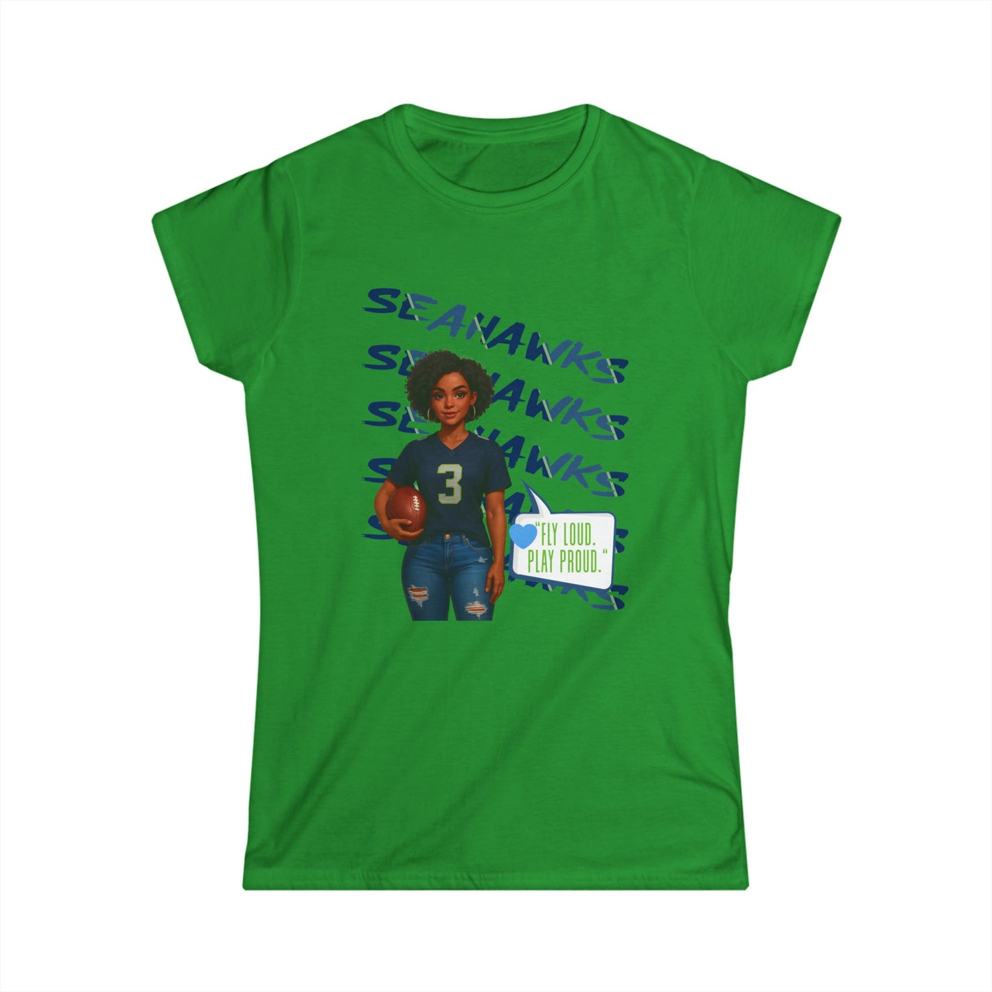 Women’s Football Fan Tee – Sporty Comfort, Seahawks Style, Perfect for Game Day, Casual Wear, Sports Enthusiasts, Gift Idea