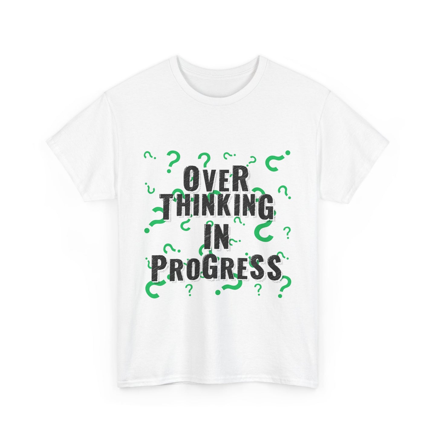 Overthinking in Progress Unisex Heavy Cotton Tee, Fun Graphic T-Shirt, Casual Wear, Gift for Thinkers, Relaxed Fit Tee