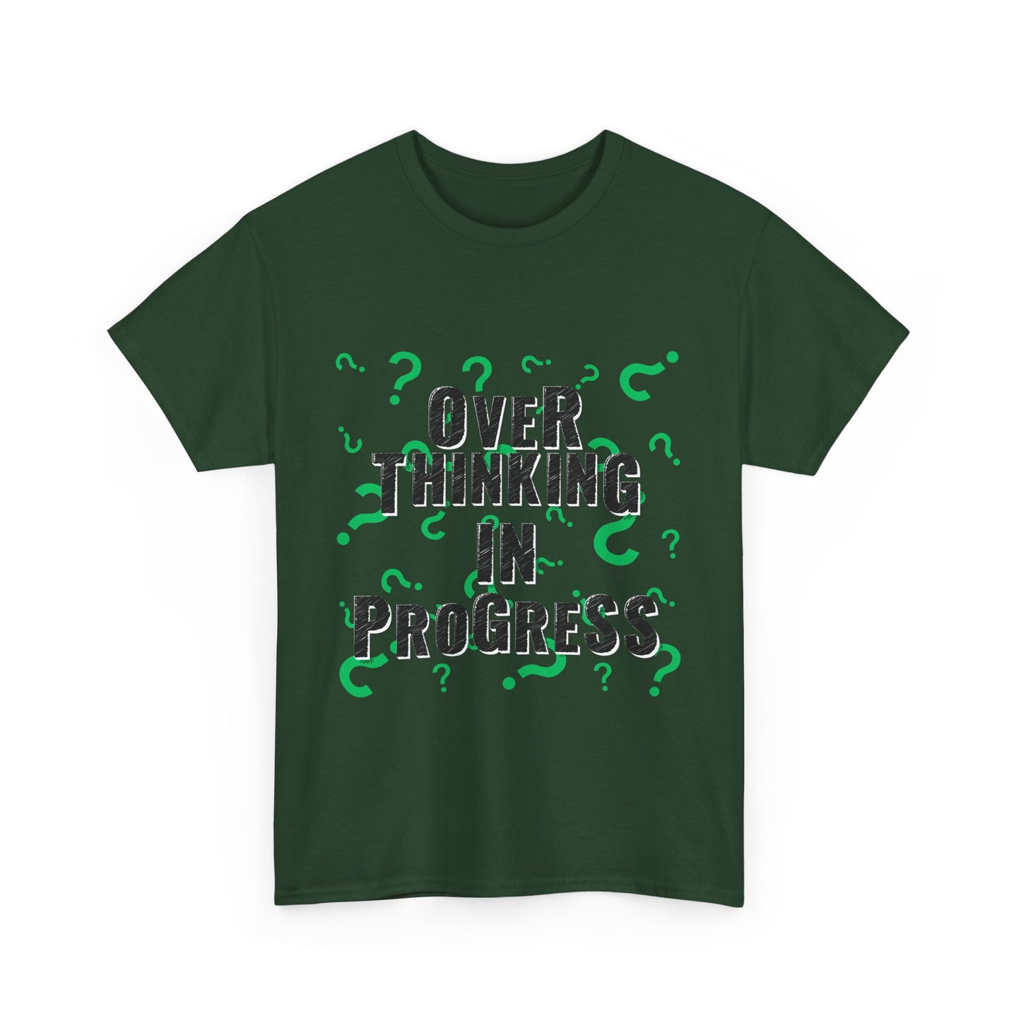 Overthinking in Progress Unisex Heavy Cotton Tee, Fun Graphic T-Shirt, Casual Wear, Gift for Thinkers, Relaxed Fit Tee