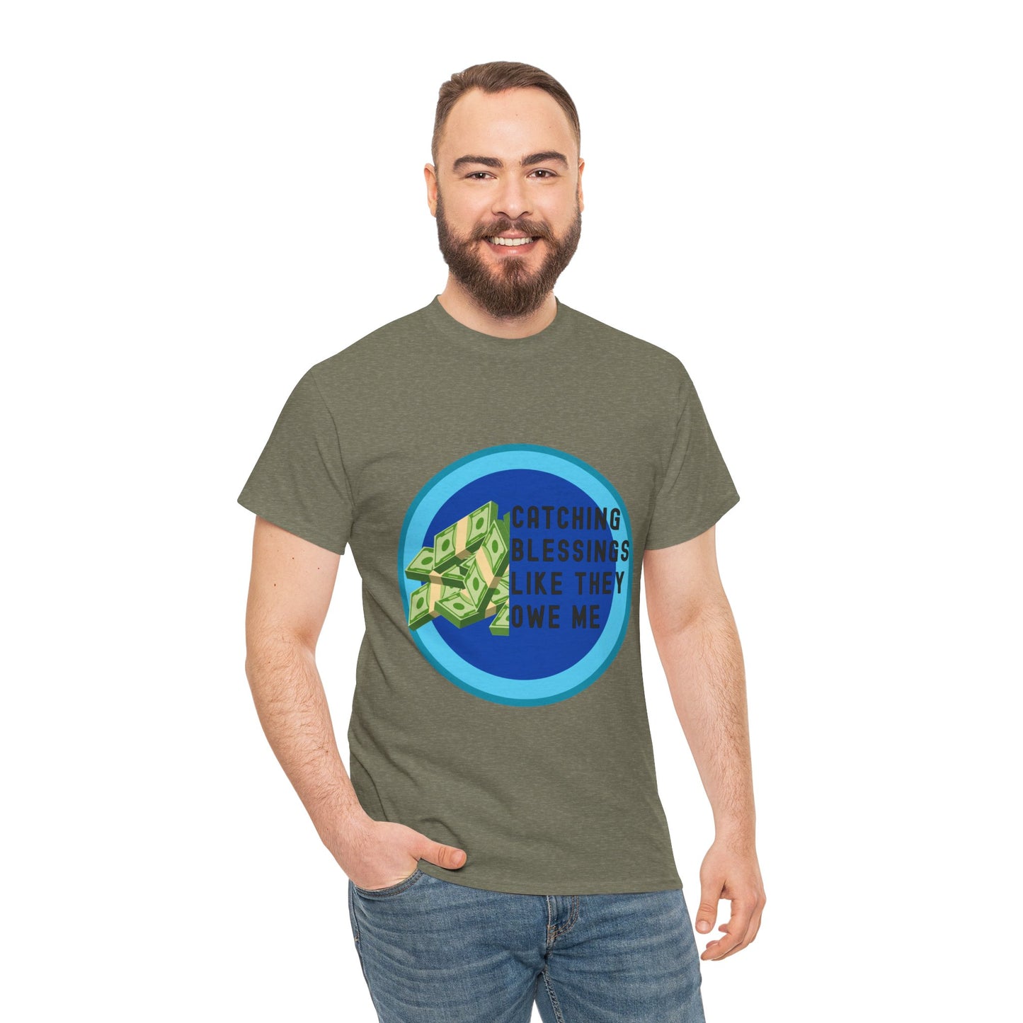 Catching Blessings Unisex Heavy Cotton Tee - Motivational Graphic T-Shirt