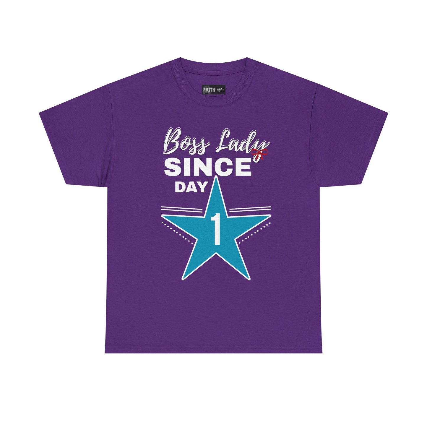 Boss Lady Since Day 1 Tee - Unisex Heavy Cotton Shirt, Perfect for Bosses, Gifts, Celebrations, Fun Occasions, Casual Wear