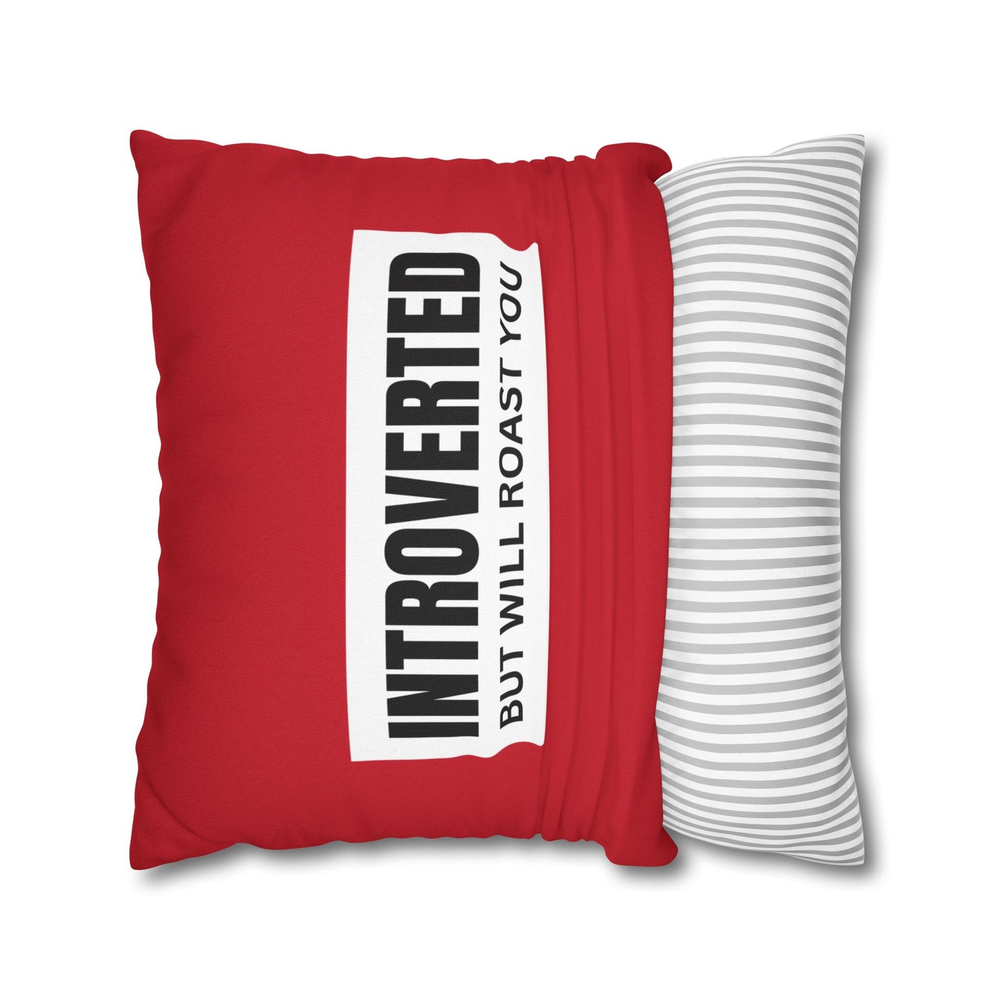 Introverted Pillowcase - Funny Home Decor, Gift for Introverts, Quirky Cushion Cover, Red Throw Pillow, Humorous Home Accent