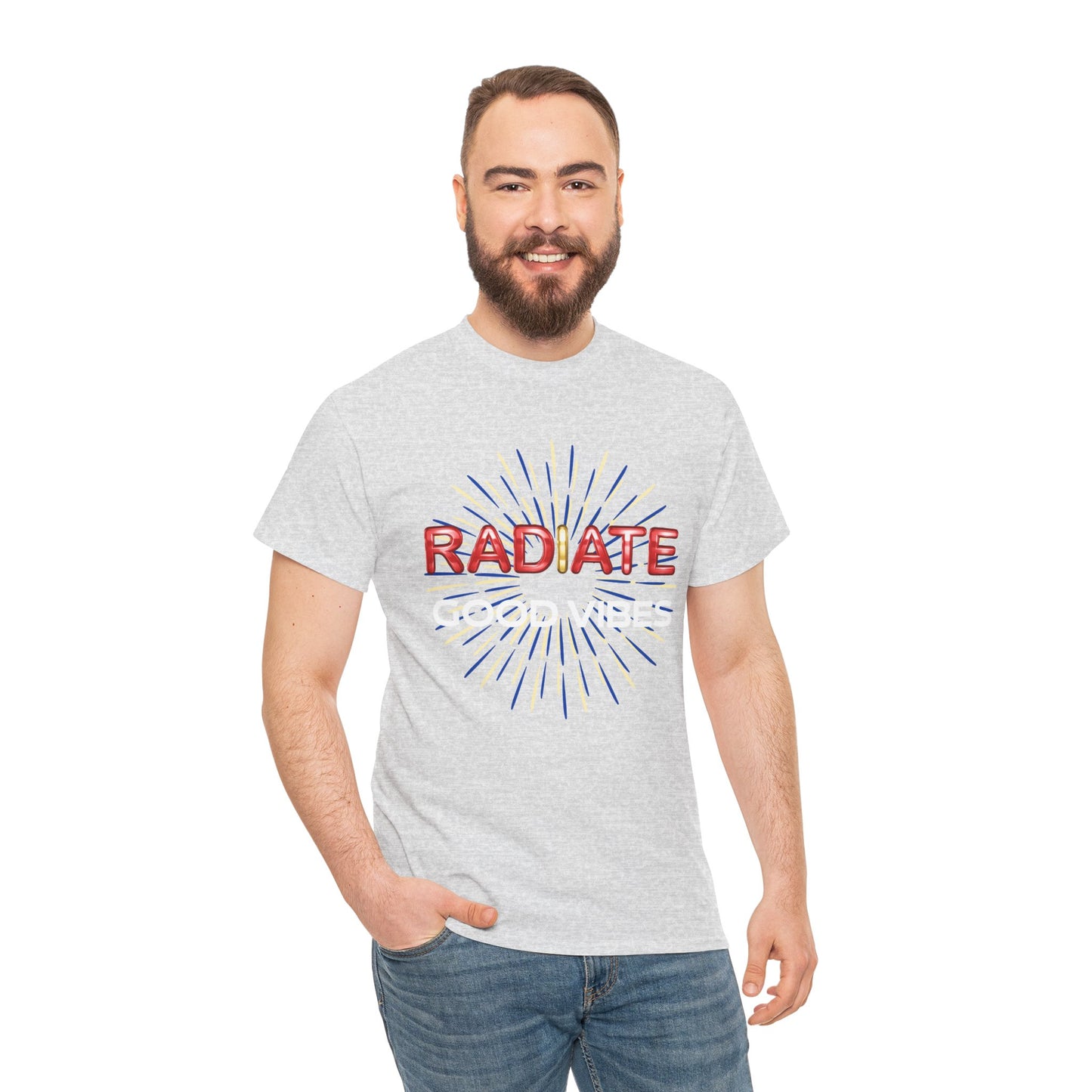 Radiate Unisex Heavy Cotton Tee - Positive Vibe Shirt, Gift for Friends, Motivational Apparel, Casual Wear, Everyday Comfort