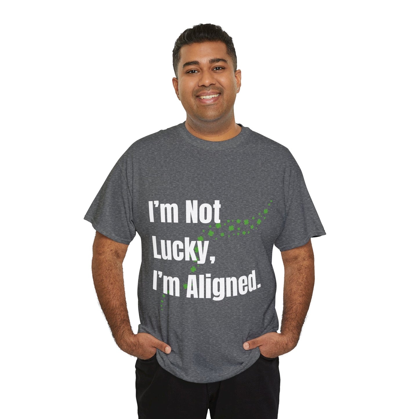 "I’m Not Lucky, I’m Aligned" Unisex Heavy Cotton T-shirt - Motivational Tee for Positivity and Alignment