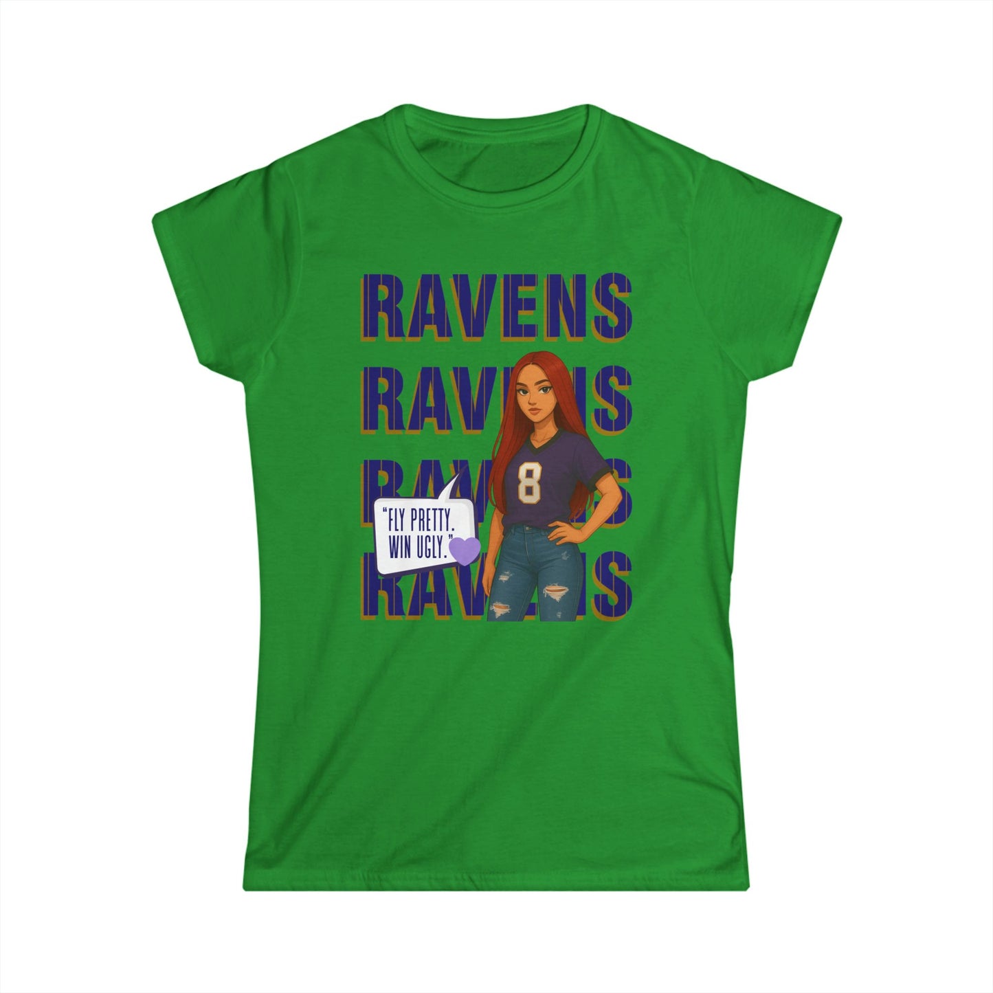 Ravens Fan Women's Softstyle Tee, Sports Apparel, Gift for Fans, Casual Wear, Game Day Outfit, Football Merchandise