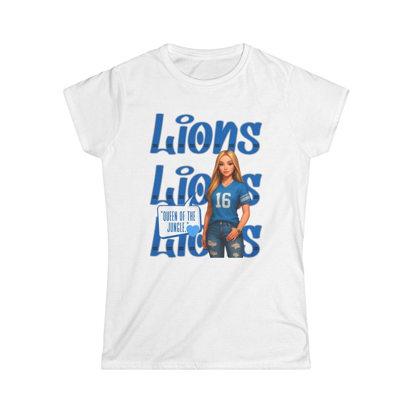 Lions Queen Women's Tee, Casual Fan Shirt, Women's Graphic Top, Gift for Sports Lovers, Birthday Present
