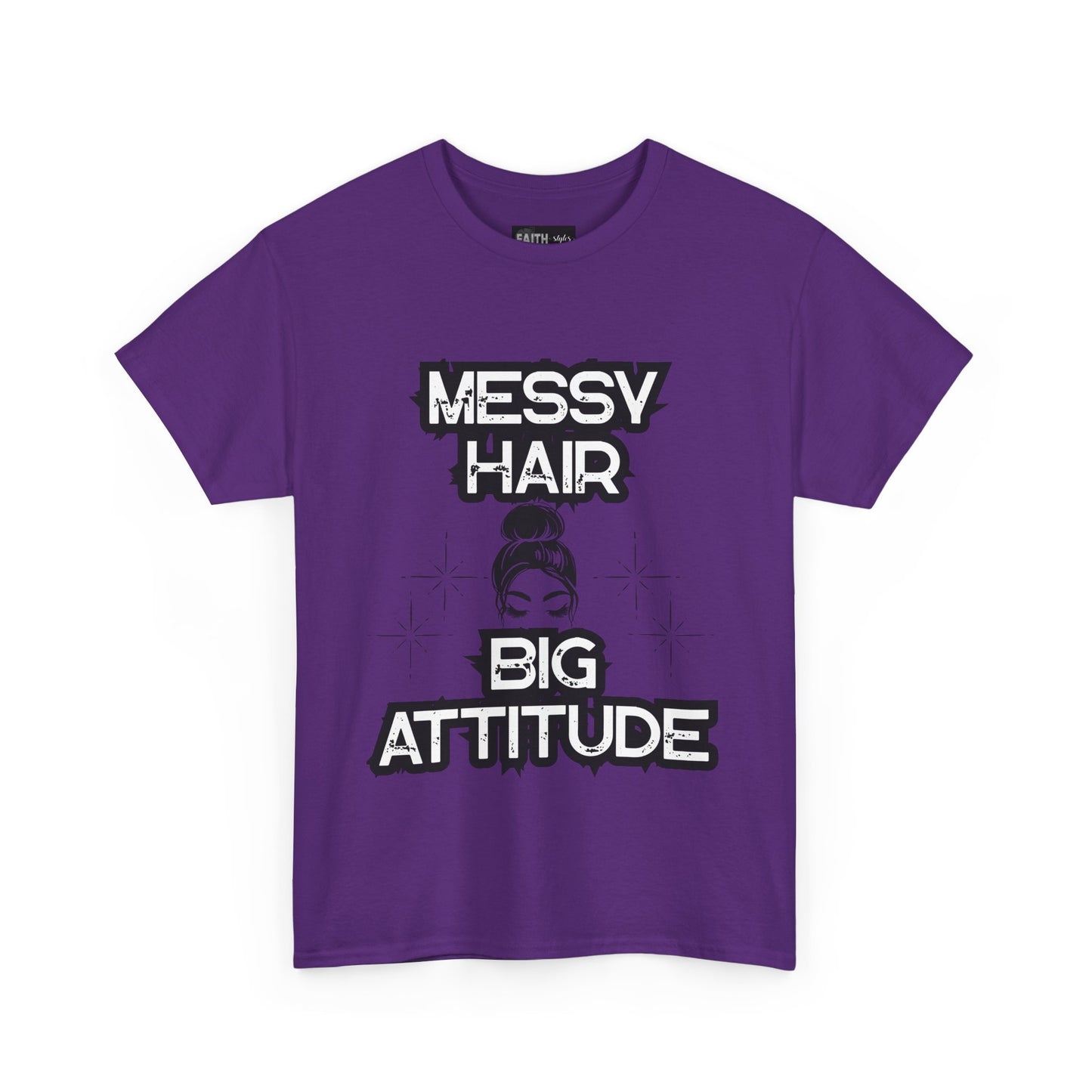 Messy Hair Big Attitude Tee | Stylish Graphic T-Shirt for Casual Wear, Gifts, Everyday Fashion, Relaxed Fit Tee