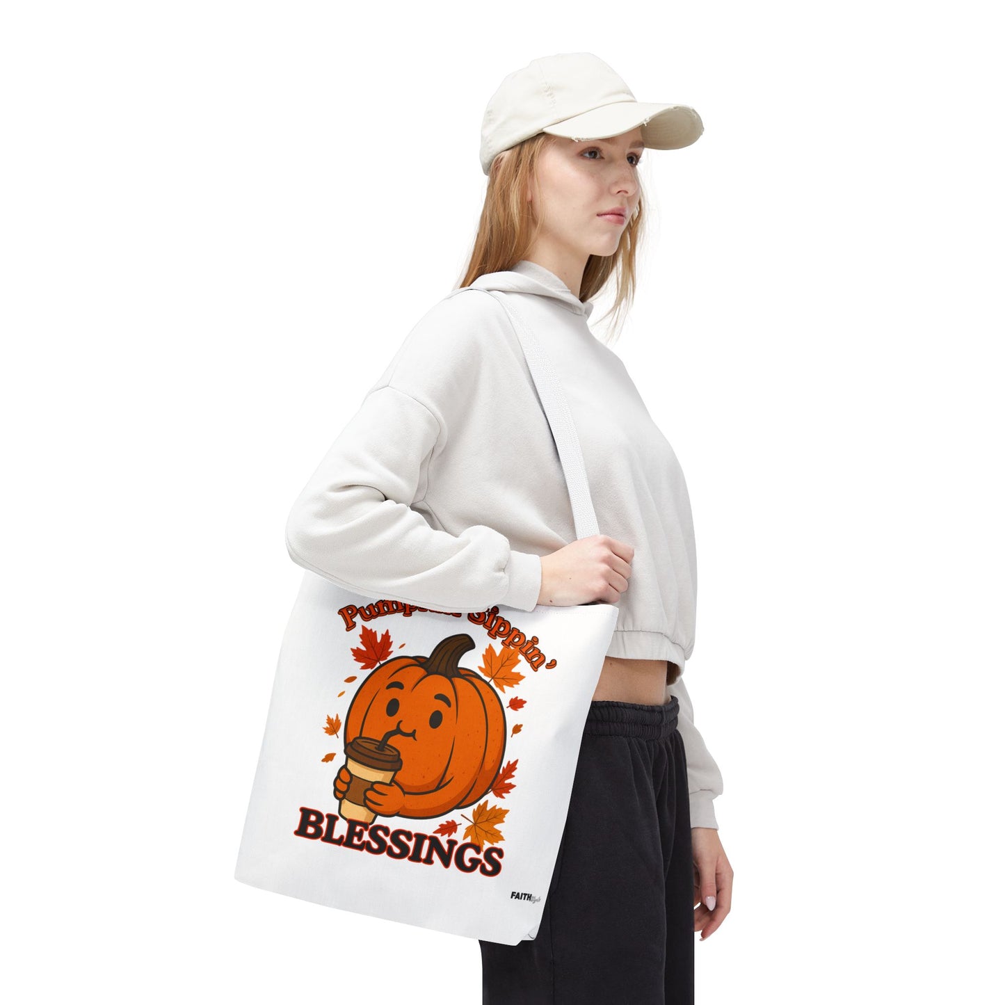 FaithStyles Autumn Pumpkin Blessings Tote Bag | Fall Bag, Cute Tote, Gift for Her, Thanksgiving, Coffee Lovers, Halloween Decor