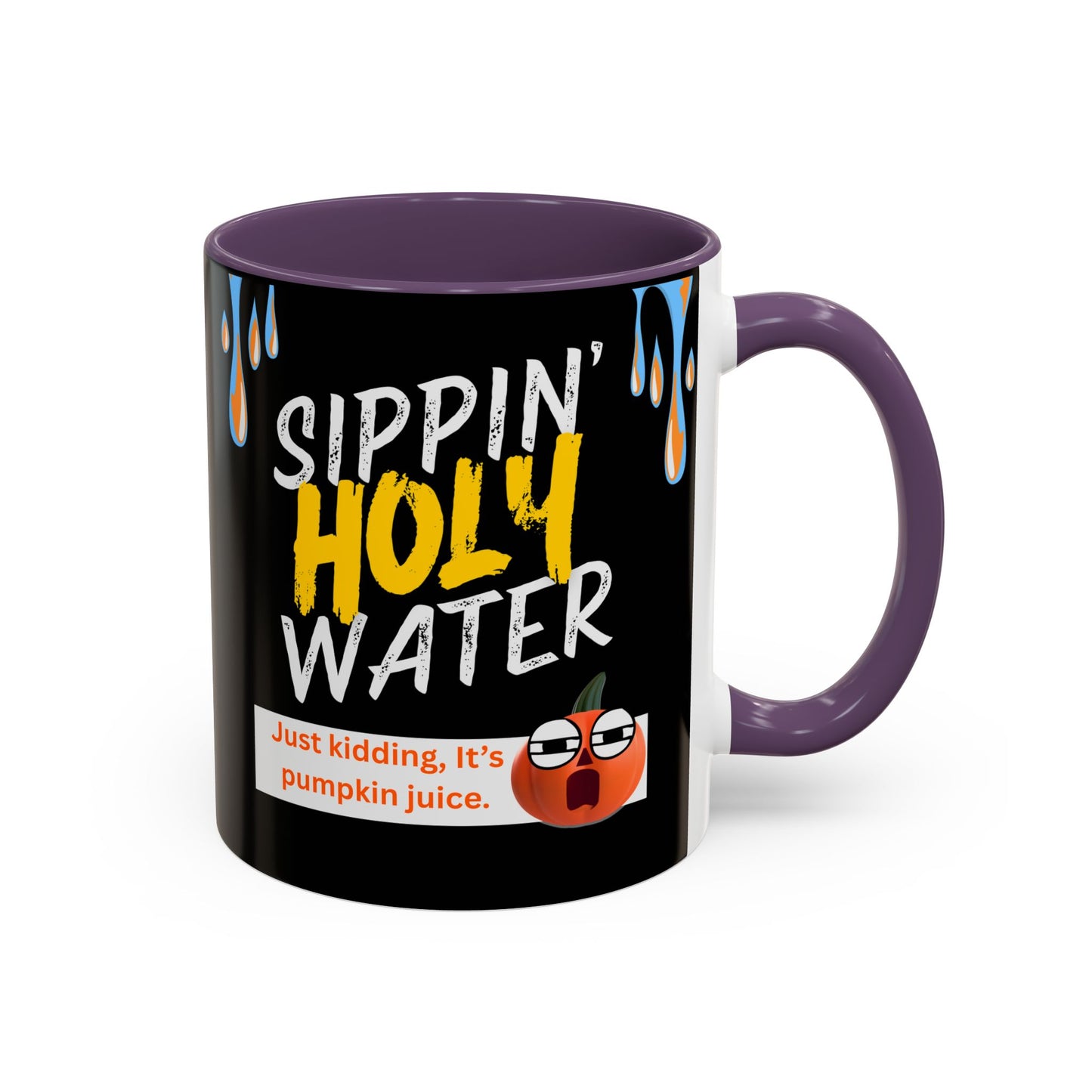 Sippin' Holy Water Coffee Mug, Funny Pumpkin Juice Mug, Halloween Coffee Cup, Unique Gift for Fall, Cute Office Mug, Quirky Kitchenware