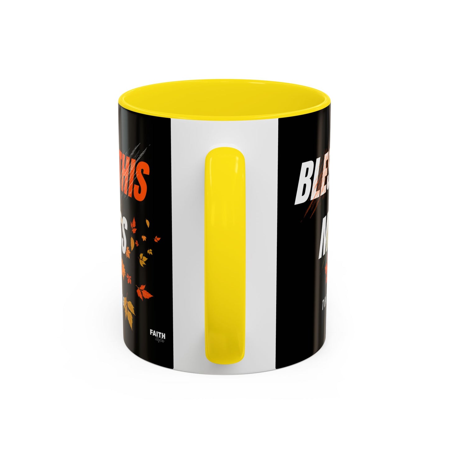 FaithStyles Bless This Mess Coffee Mug, Autumn Mug, Funny Mug Gift, Black Ceramic Mug, Fall Coffee Cup