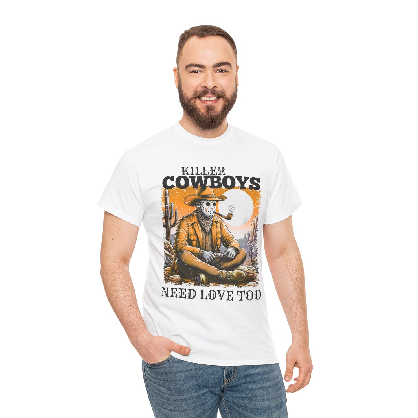 Killer Cowboys Graphic Tee, Unisex Heavy Cotton T-Shirt for Casual Wear, Cowboy Lover Gift, Western Occasion Apparel