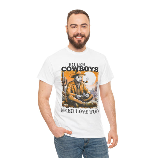 Killer Cowboys Graphic Tee, Unisex Heavy Cotton T-Shirt for Casual Wear, Cowboy Lover Gift, Western Occasion Apparel