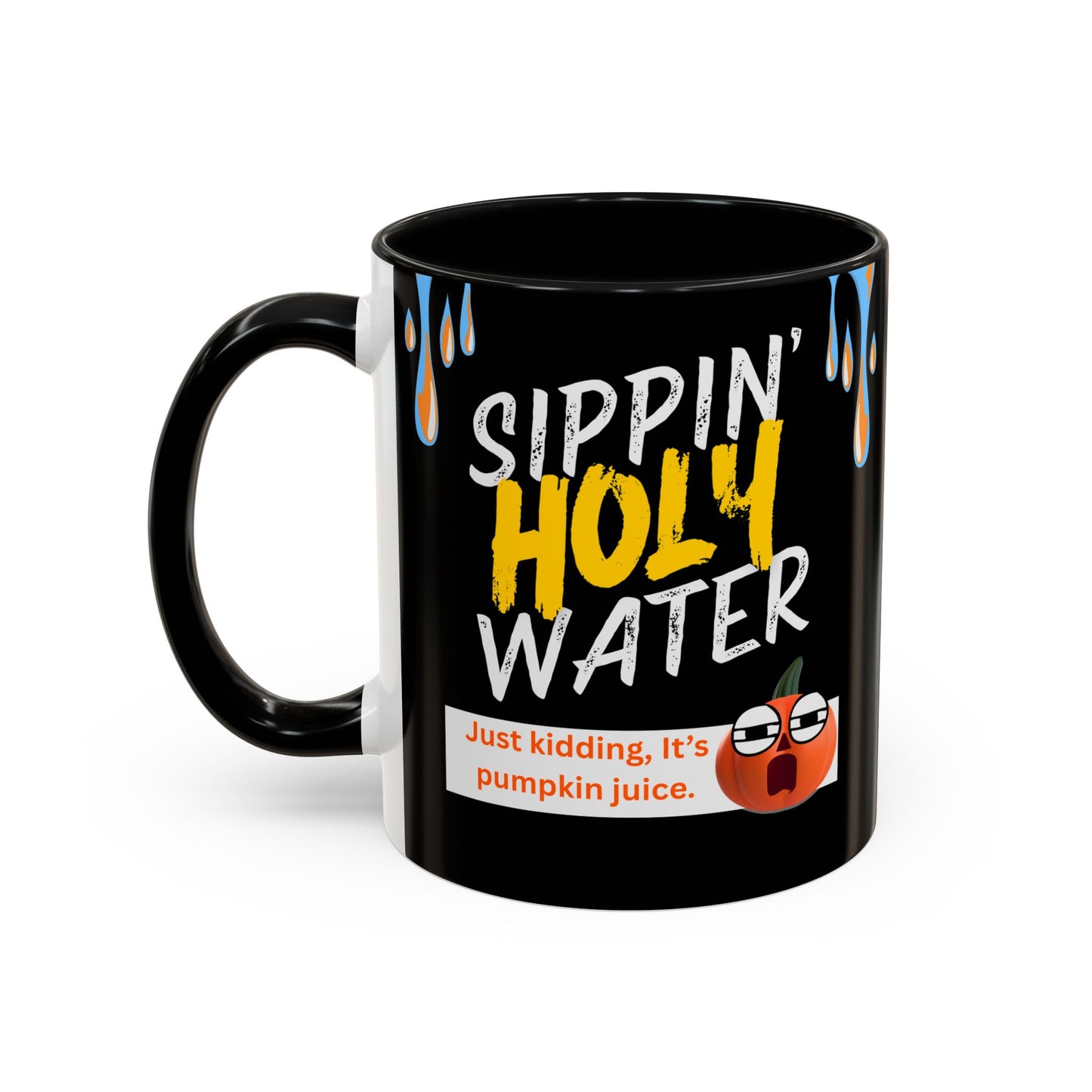 Sippin' Holy Water Coffee Mug, Funny Pumpkin Juice Mug, Halloween Coffee Cup, Unique Gift for Fall, Cute Office Mug, Quirky Kitchenware