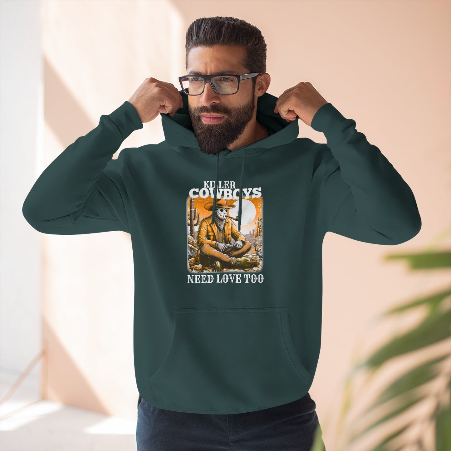 Three-Panel Fleece Hoodie-Front & Back Images