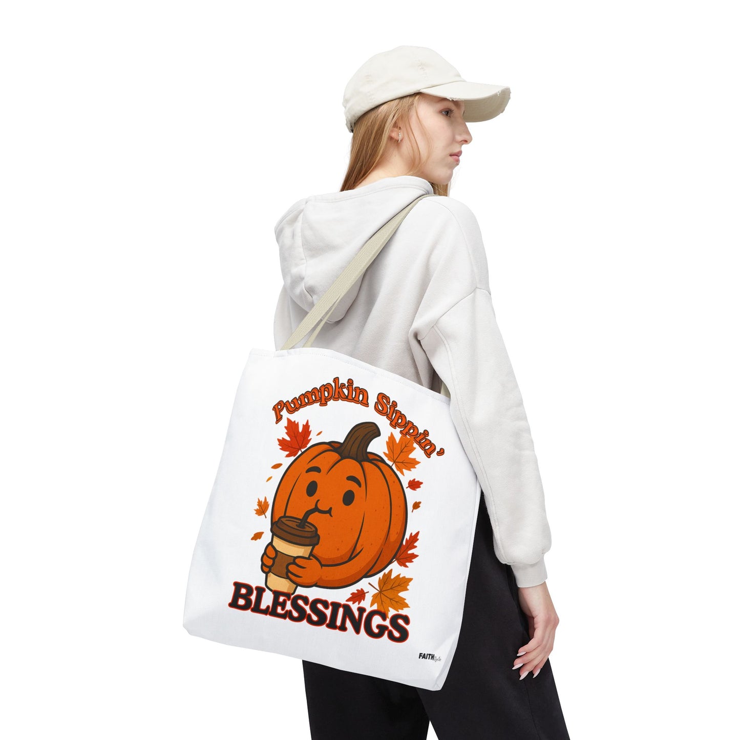 FaithStyles Autumn Pumpkin Blessings Tote Bag | Fall Bag, Cute Tote, Gift for Her, Thanksgiving, Coffee Lovers, Halloween Decor