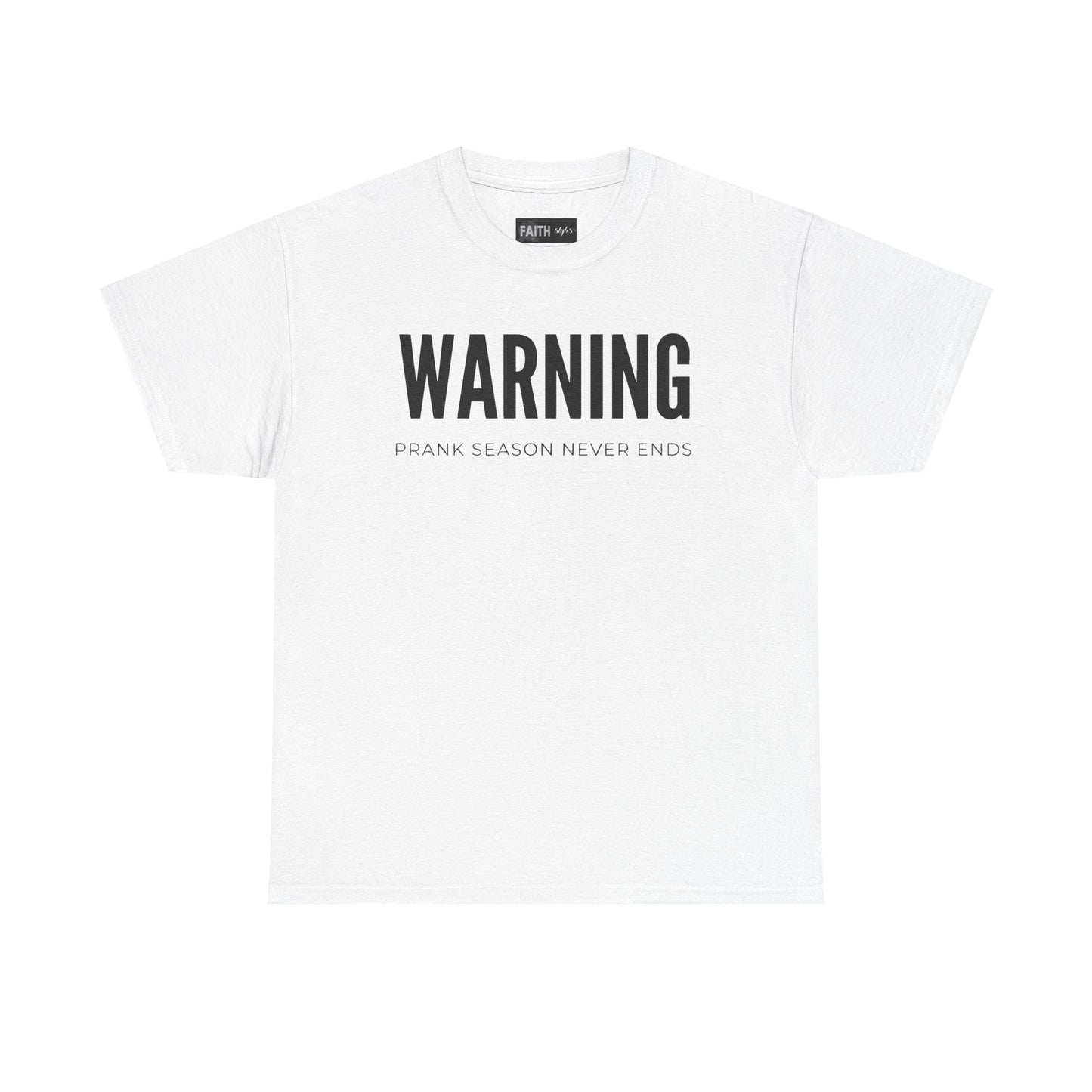 Warning Prank Season Unisex Heavy Cotton Tee | Fun Gift, Casual Wear, Comedy Merchandise, Birthday Gift, Prankster Shirt