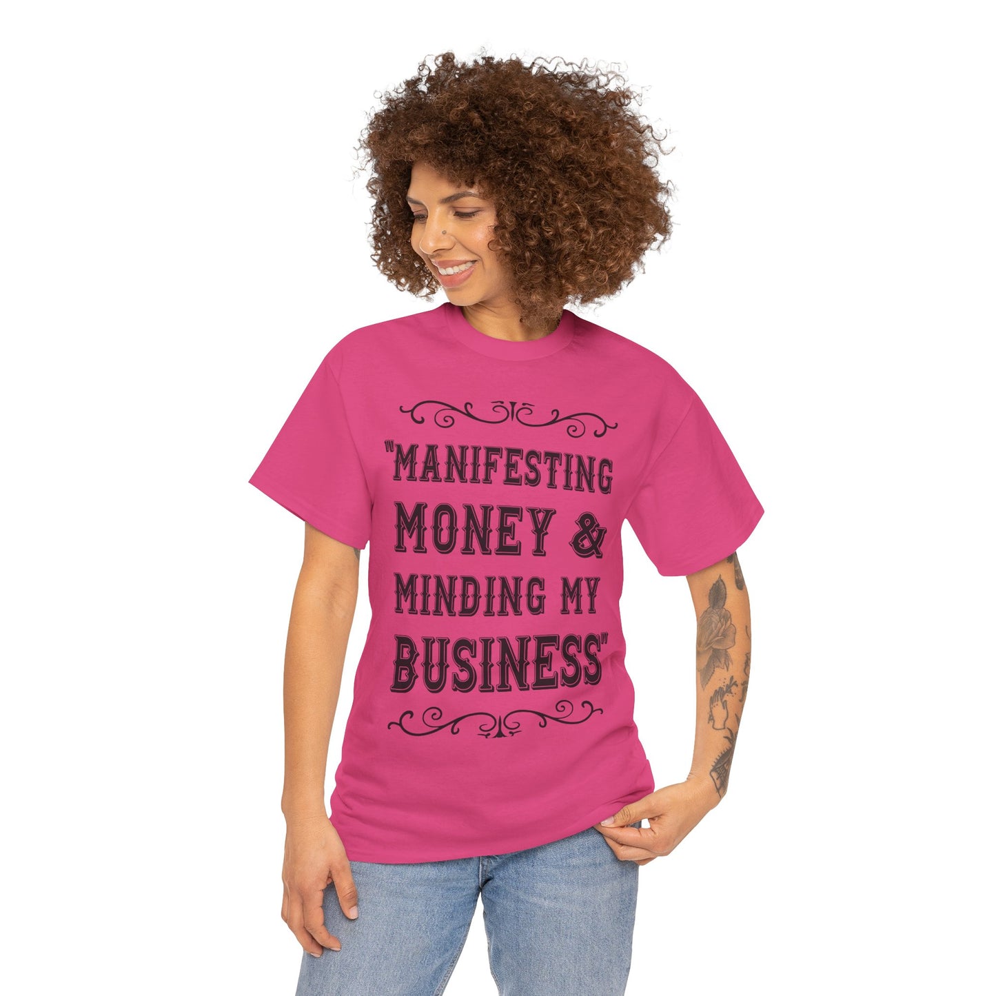 "Manifesting Money" Unisex Heavy Cotton T-shirt - Mind Your Business Shirt for Entrepreneurs