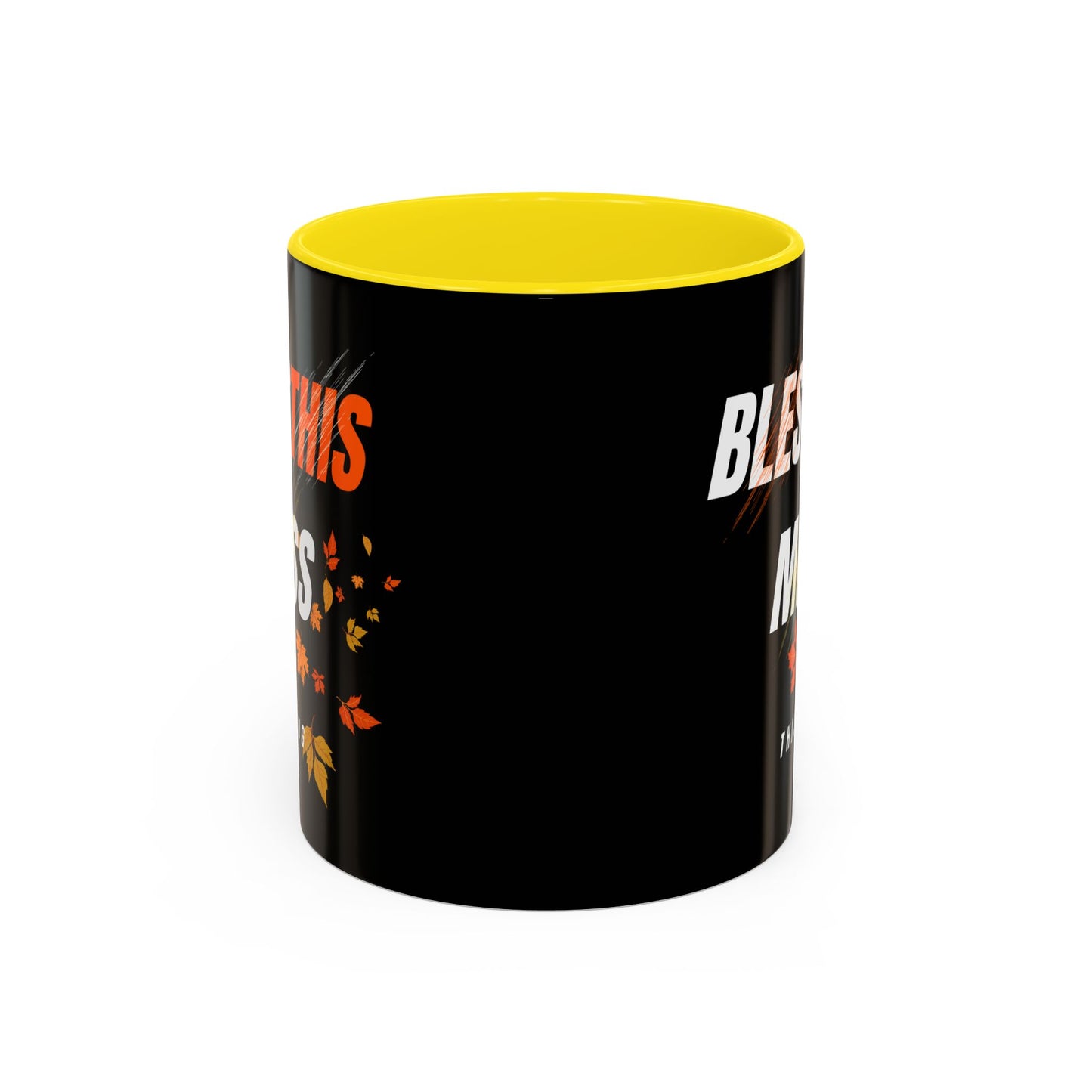 Bless This Mess Coffee Mug, Autumn Mug, Funny Mug Gift, Black Ceramic Mug, Fall Coffee Cup