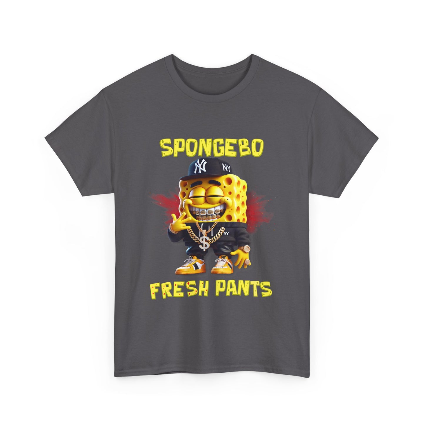 SpongeBo Fresh Pants Unisex Heavy Cotton Tee - Fun Graphic T-Shirt for Kids and Adults