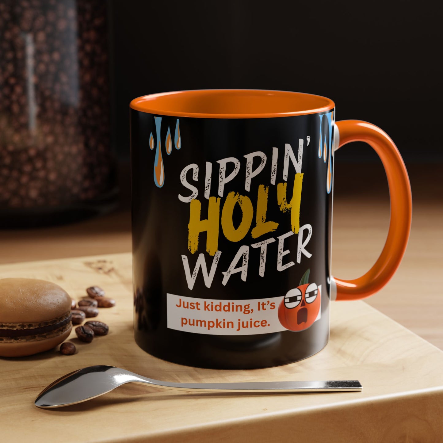Sippin' Holy Water Coffee Mug, Funny Pumpkin Juice Mug, Halloween Coffee Cup, Unique Gift for Fall, Cute Office Mug, Quirky Kitchenware