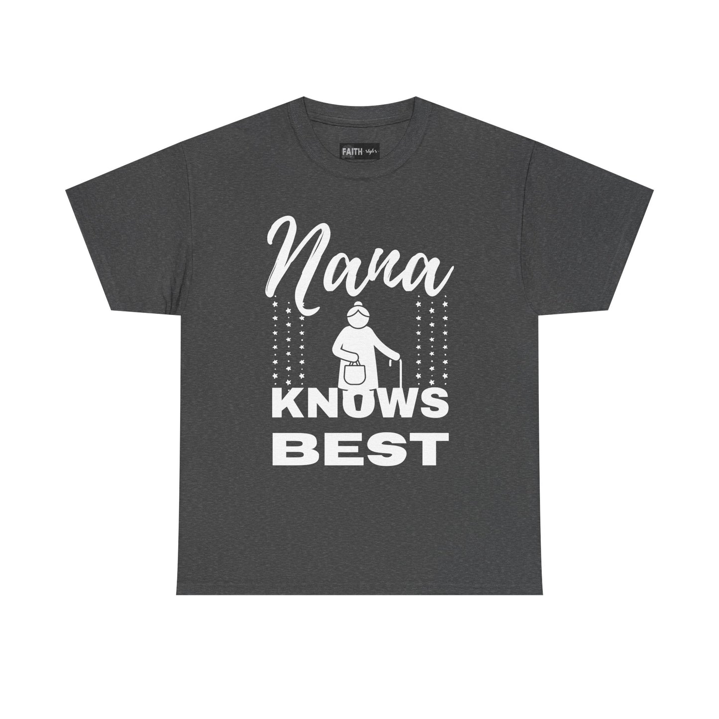 Unisex Heavy Cotton Tee - Nana Knows Best, Gift for Grandma, Family Reunion, Mother's Day, Casual Everyday Wear