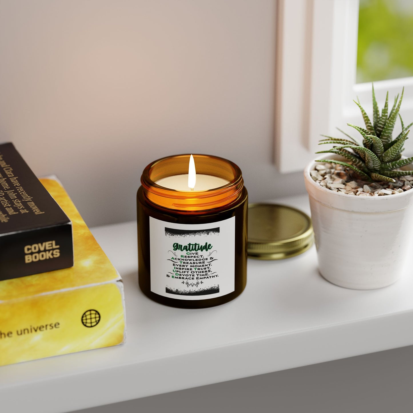 "GRATITUDE" Scented Candles, Coconut Apricot Wax (4oz, 9oz)