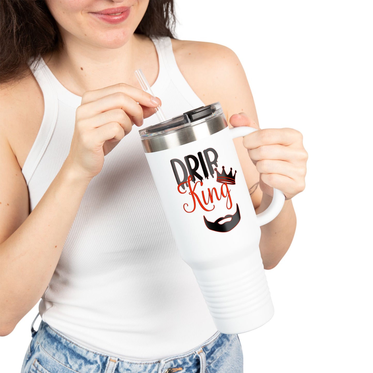 Drip King Insulated Travel Mug, 40oz | Perfect for Coffee Lovers, Gift for Him, Road Trips, Bearded Men, Stylish Drinkware