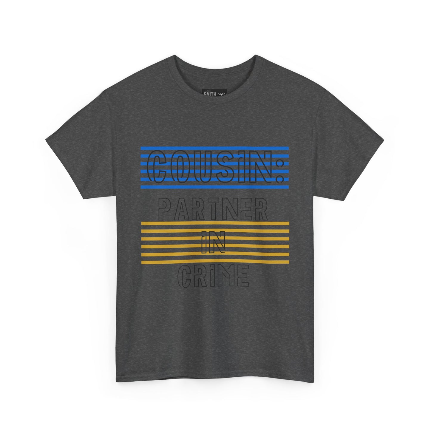 Cousins Partner in Crime Tee | Unisex Heavy Cotton T-Shirt for Family Gatherings, Cousin's Day, Gift for Cousins, Comfortable Casual Wear