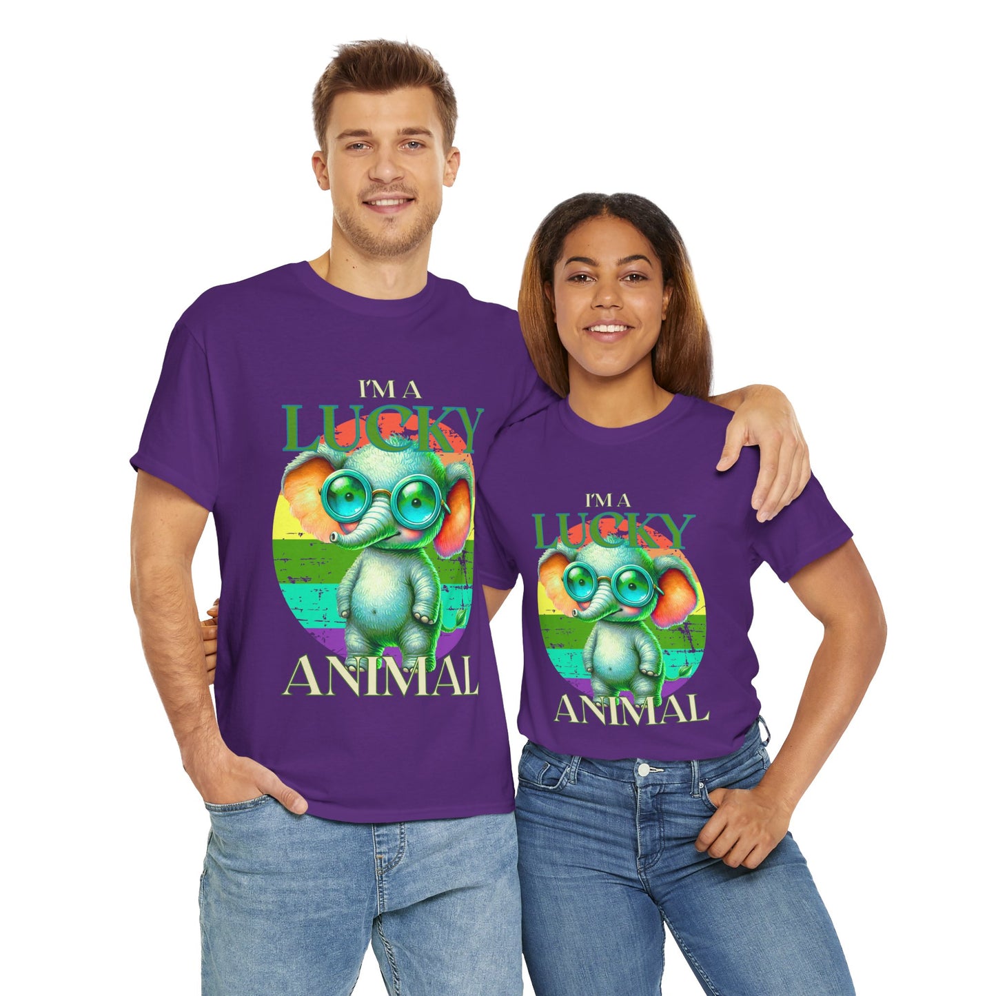 Lucky Animal Unisex Heavy Cotton Tee, Cute Gift for Animal Lovers, Casual Streetwear, St. Patrick's Day, Birthday Apparel