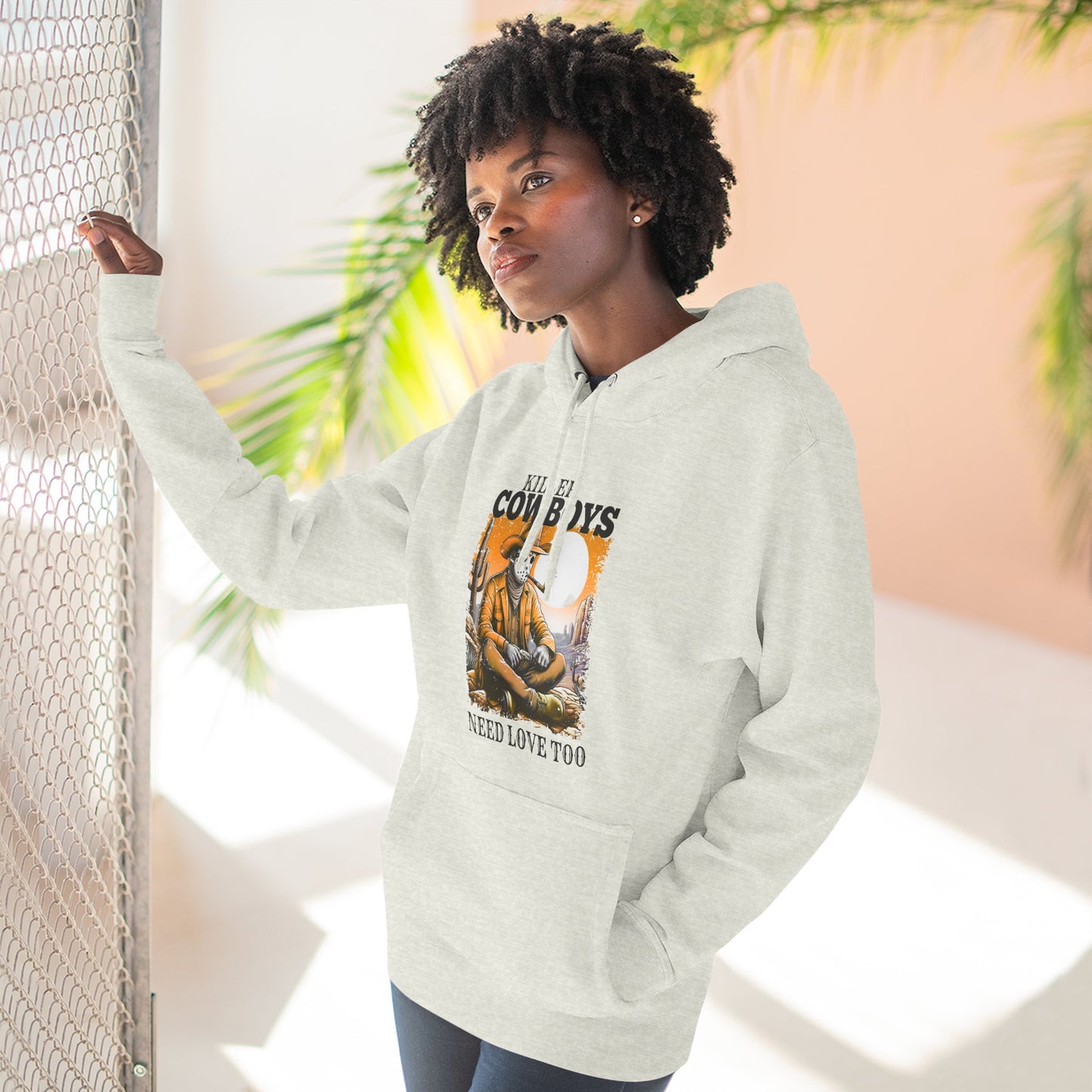 Three-Panel Fleece Hoodie-Front & Back Images