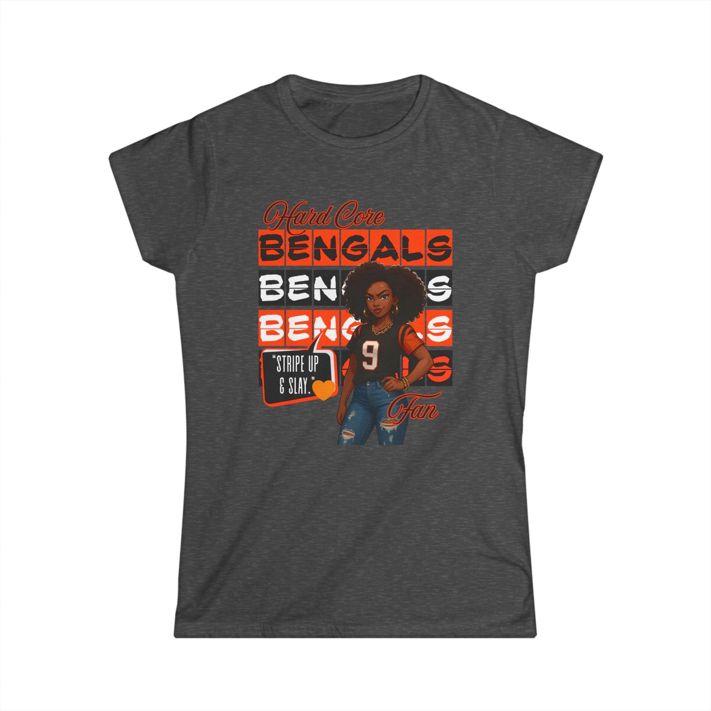 Hardcore Bengals Fan Women's Softstyle Tee, Game Day Shirt, Sports Apparel, Gift for Football Fans, Team Spirit Wear