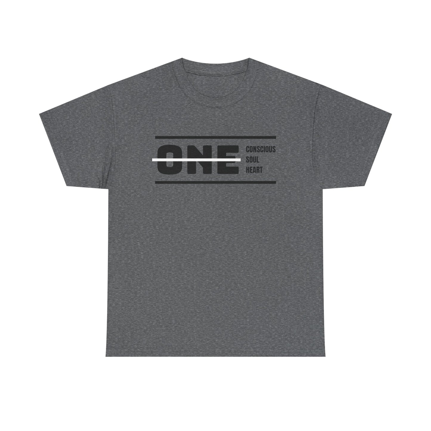 Male's Heavy Cotton Tee - 'ONE' Conscious Soul Heart | Casual Apparel, Gift for Mindfulness, Inspirational Wear, Summer Tee, Everyday Style