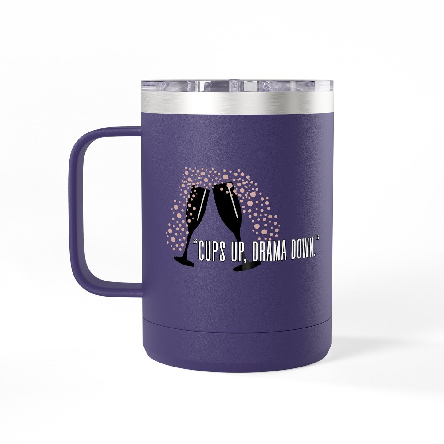 Celebratory Coffee Mug Tumbler, Cheers Gift for Friends, 15oz Drinkware for Parties, Birthdays, Wedding, Fun Gatherings