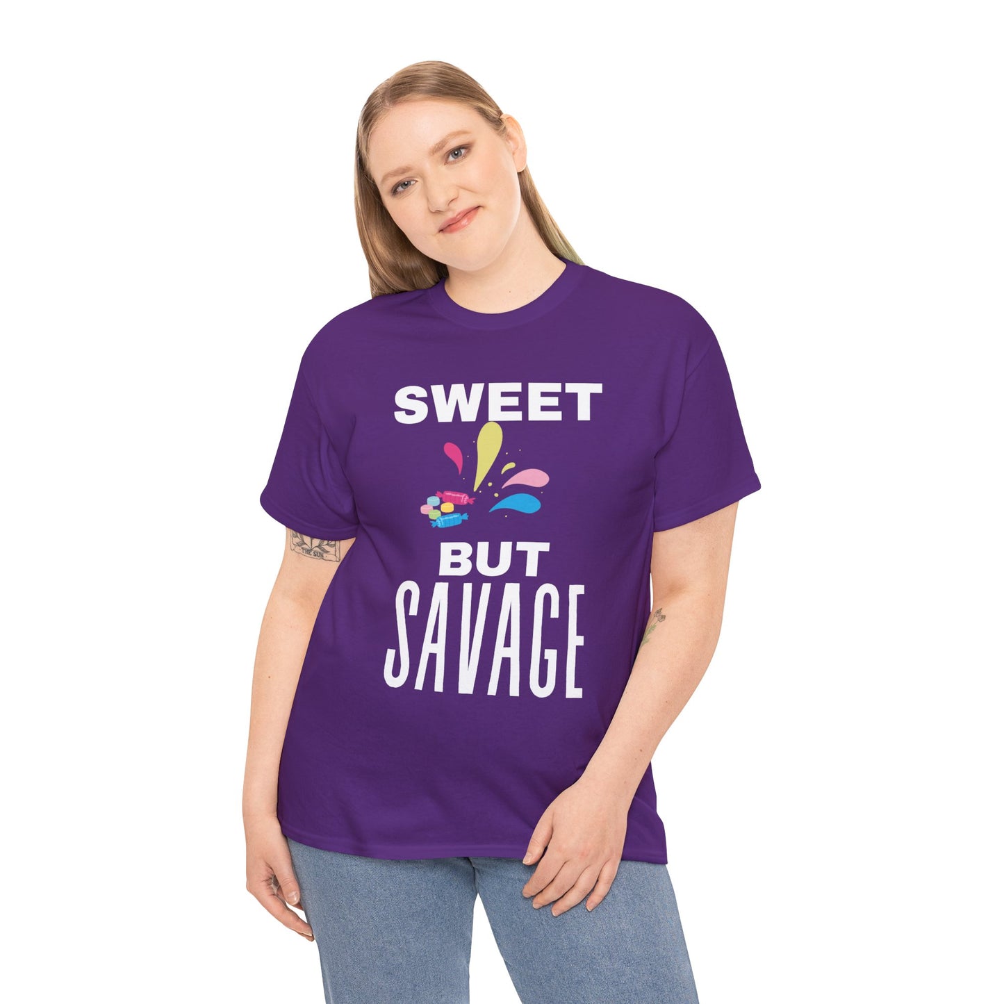 Sweet but Savage Grandma Cotton Tee | Fun Gift for Trendsetters, Everyday Wear, Birthday Party, and Casual Outings