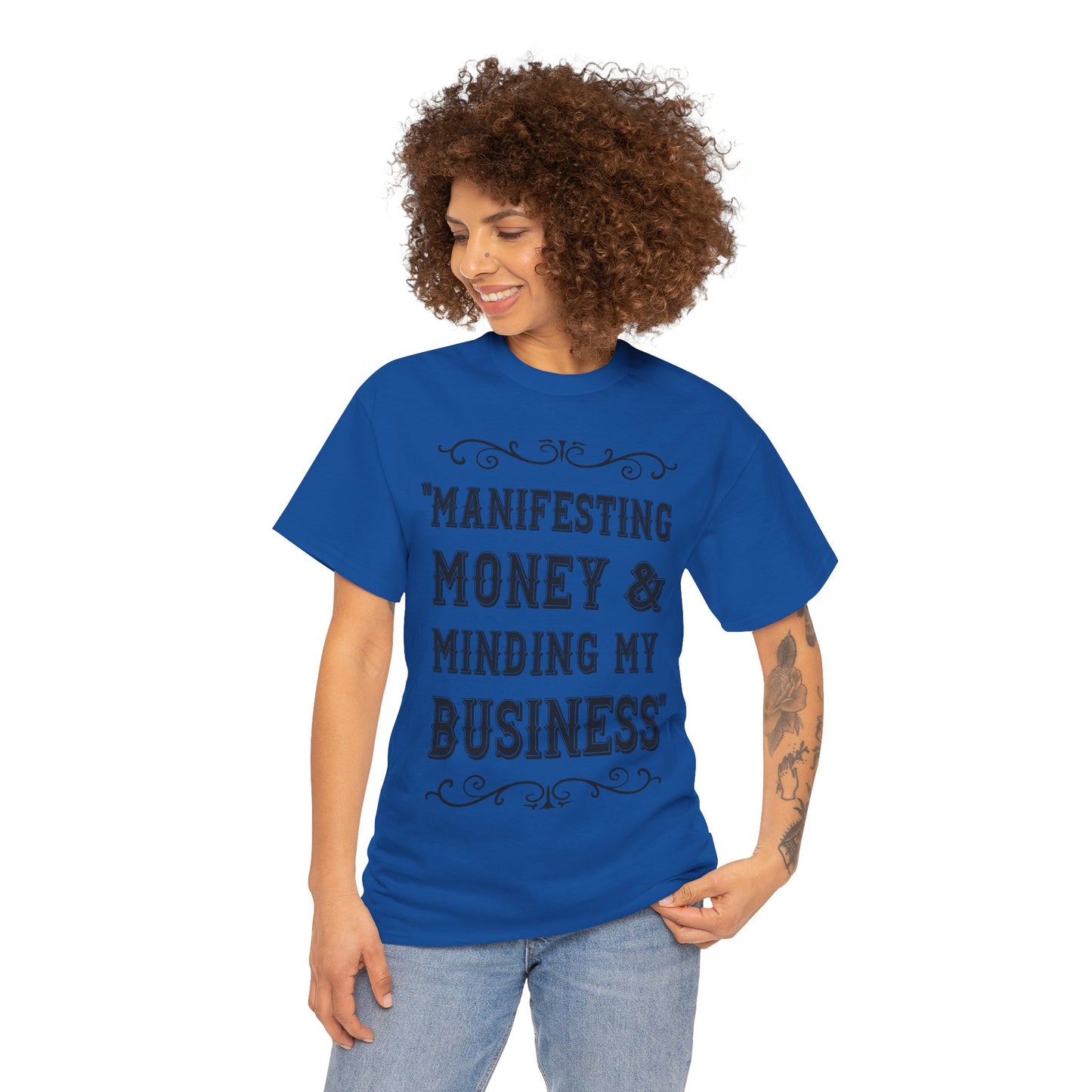 "Manifesting Money" Unisex Heavy Cotton T-shirt - Mind Your Business Shirt for Entrepreneurs