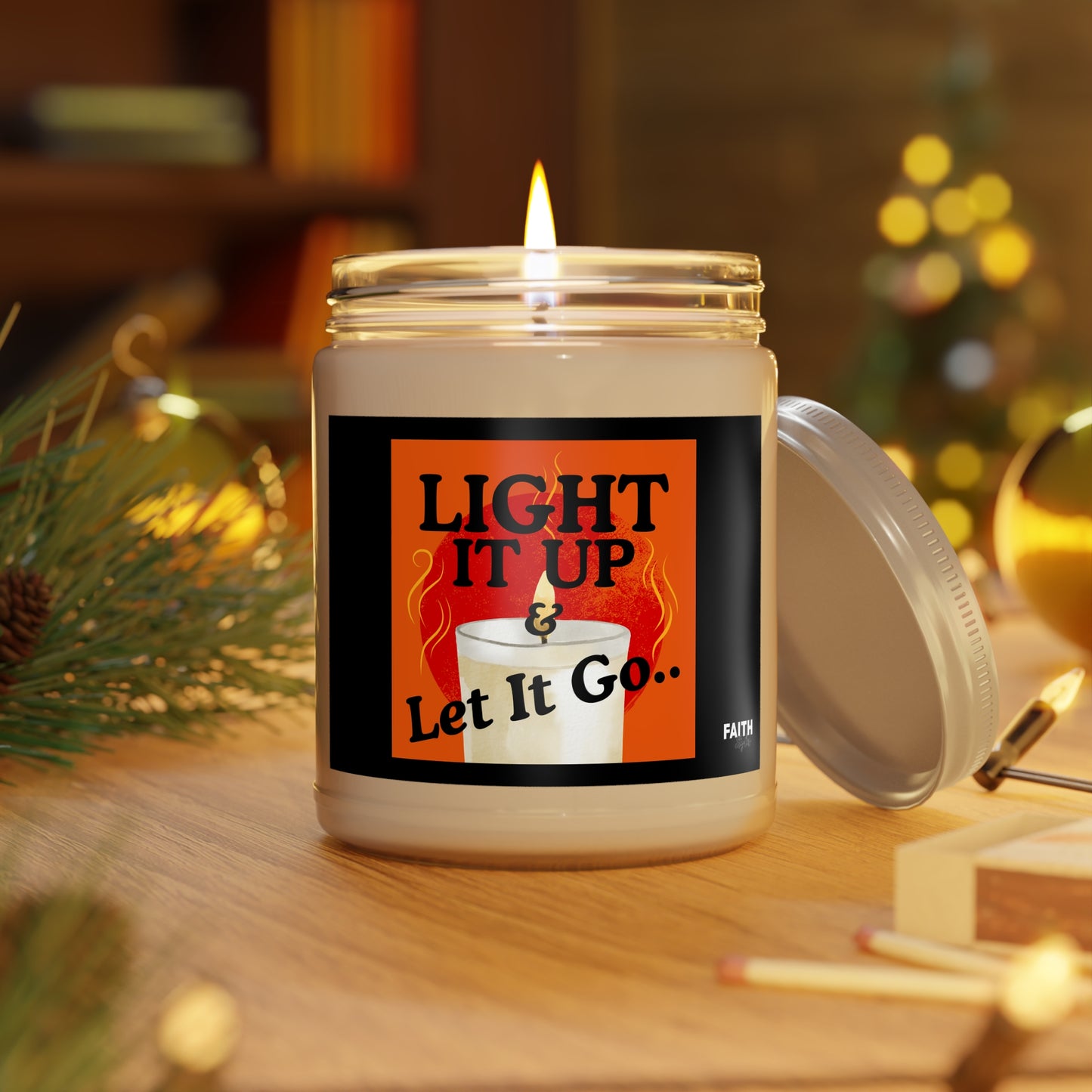 FaithStyles Light It Up & Let It Go Scented Soy Candle, - Relaxation Gift, Home Fragrance, Aromatherapy, Self-Care, Mindfulness Decor