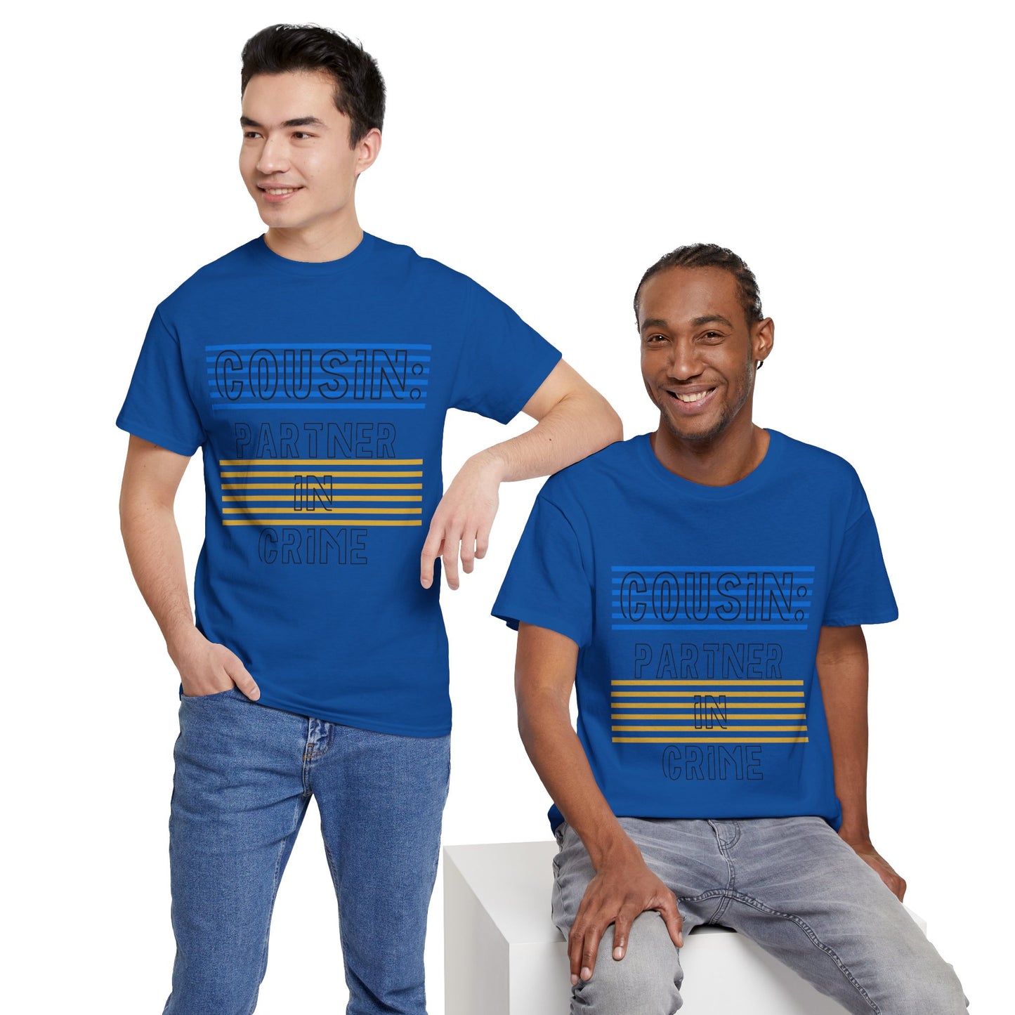 Cousins Partner in Crime Tee | Unisex Heavy Cotton T-Shirt for Family Gatherings, Cousin's Day, Gift for Cousins, Comfortable Casual Wear