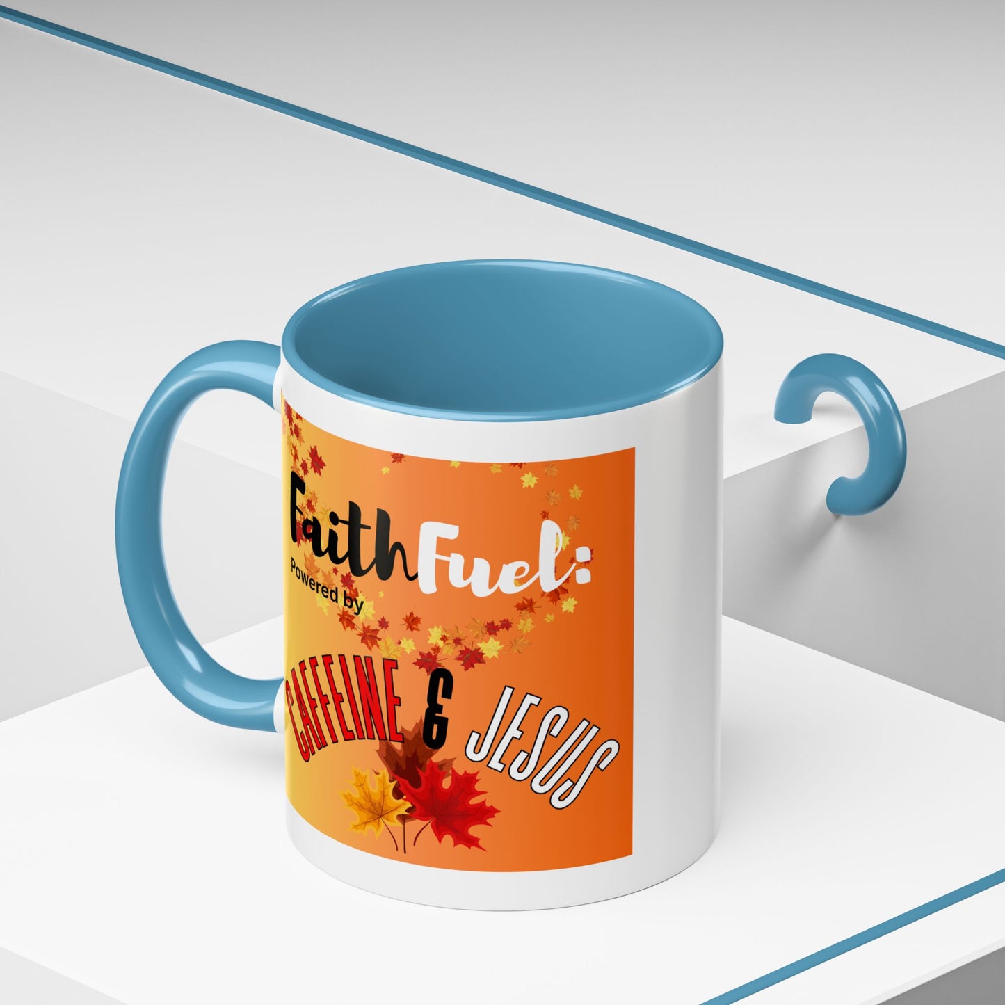 FaithFuel Caffeine & Jesus Mug - Fall Coffee Cup, Inspirational Gift, Autumn Decor, Home Office Supplies, Religious Mug