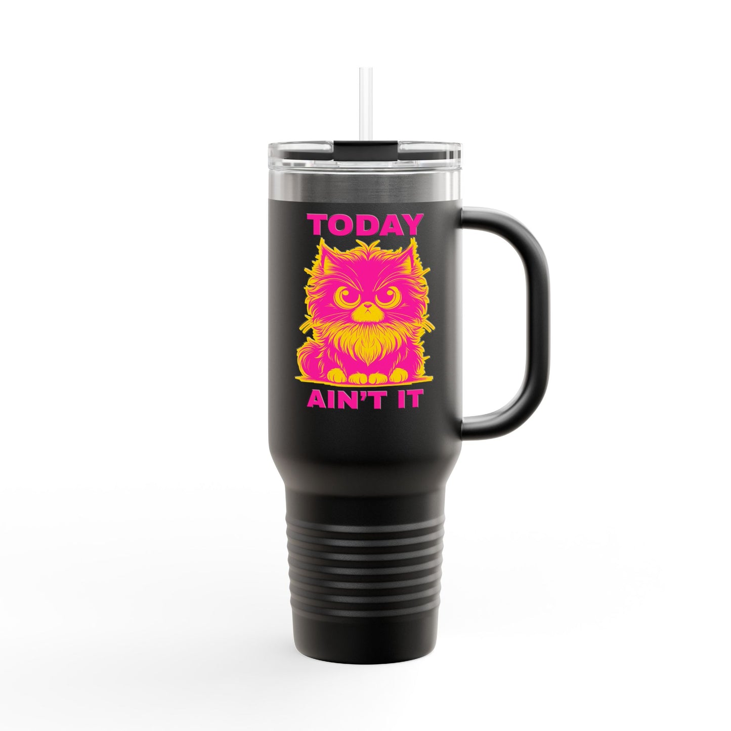 Colorful Insulated Travel Mug with Fun Design, 40oz Coffee Tumbler, Cat Lover Gift, Funny Travel Mug, Perfect for Daily Commute, Birthday