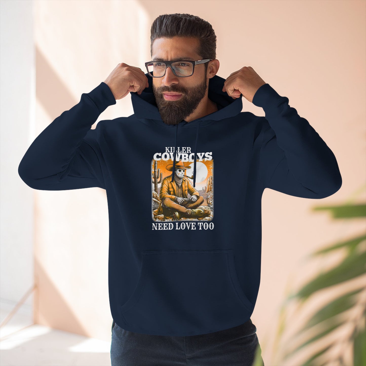 Three-Panel Fleece Hoodie-Front & Back Images