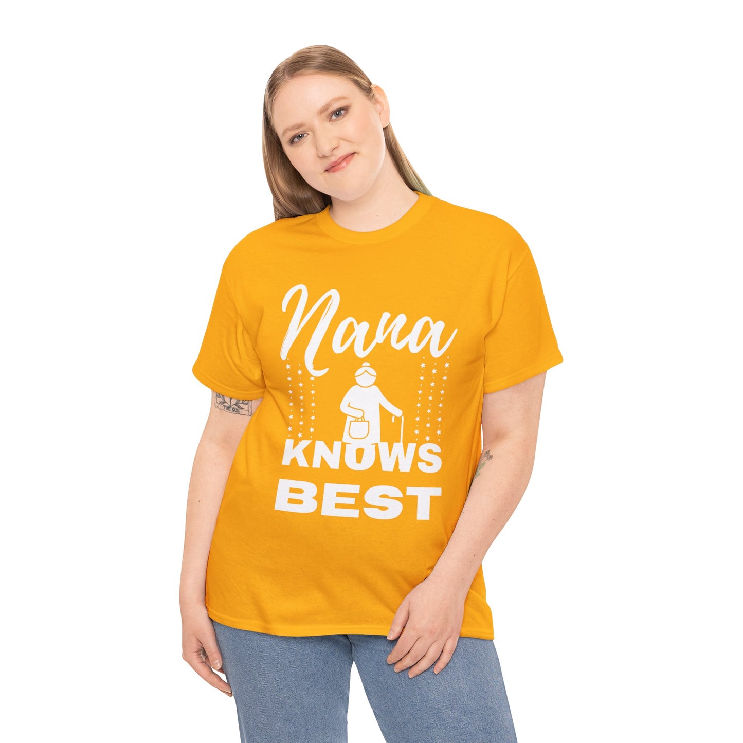 Unisex Heavy Cotton Tee - Nana Knows Best, Gift for Grandma, Family Reunion, Mother's Day, Casual Everyday Wear
