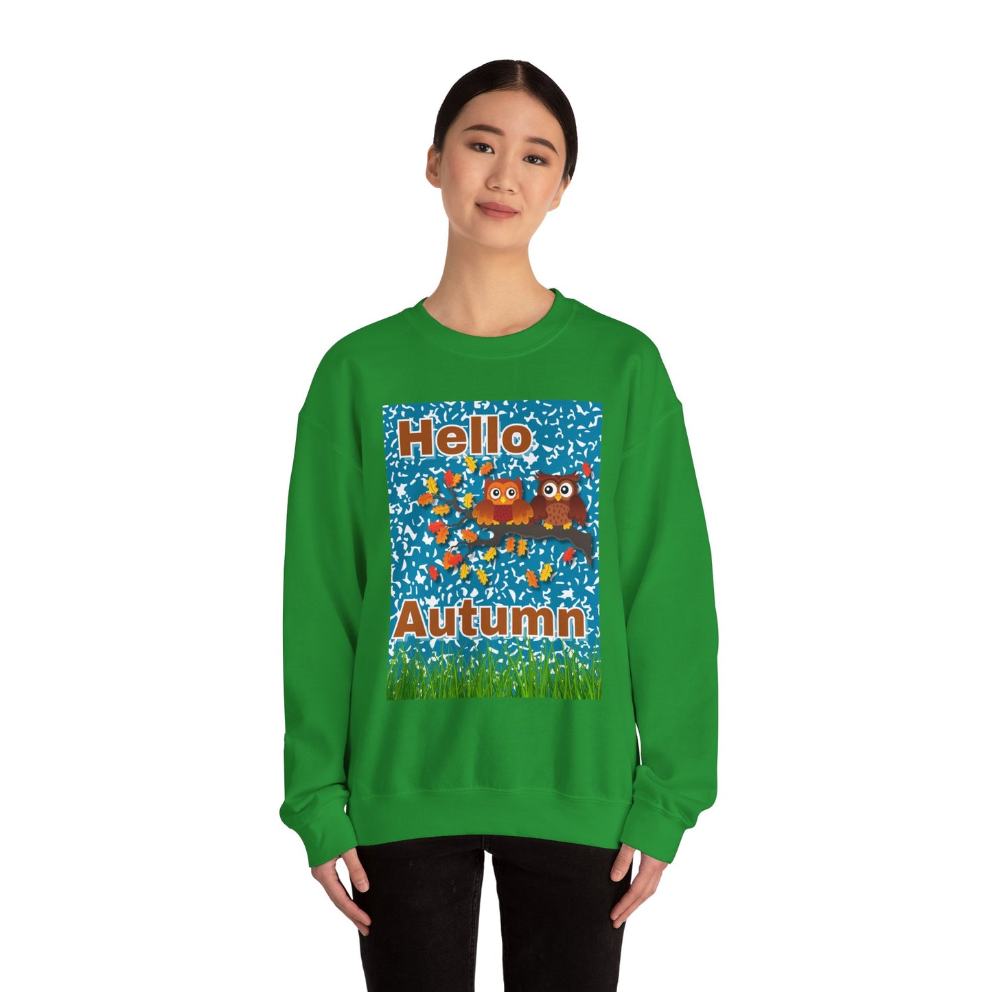 Autumn Owl Crewneck Sweatshirt, Cozy Fall Apparel, Seasonal Gift, Halloween, Thanksgiving, Cute Sweatshirt, Unisex Fall Fashion
