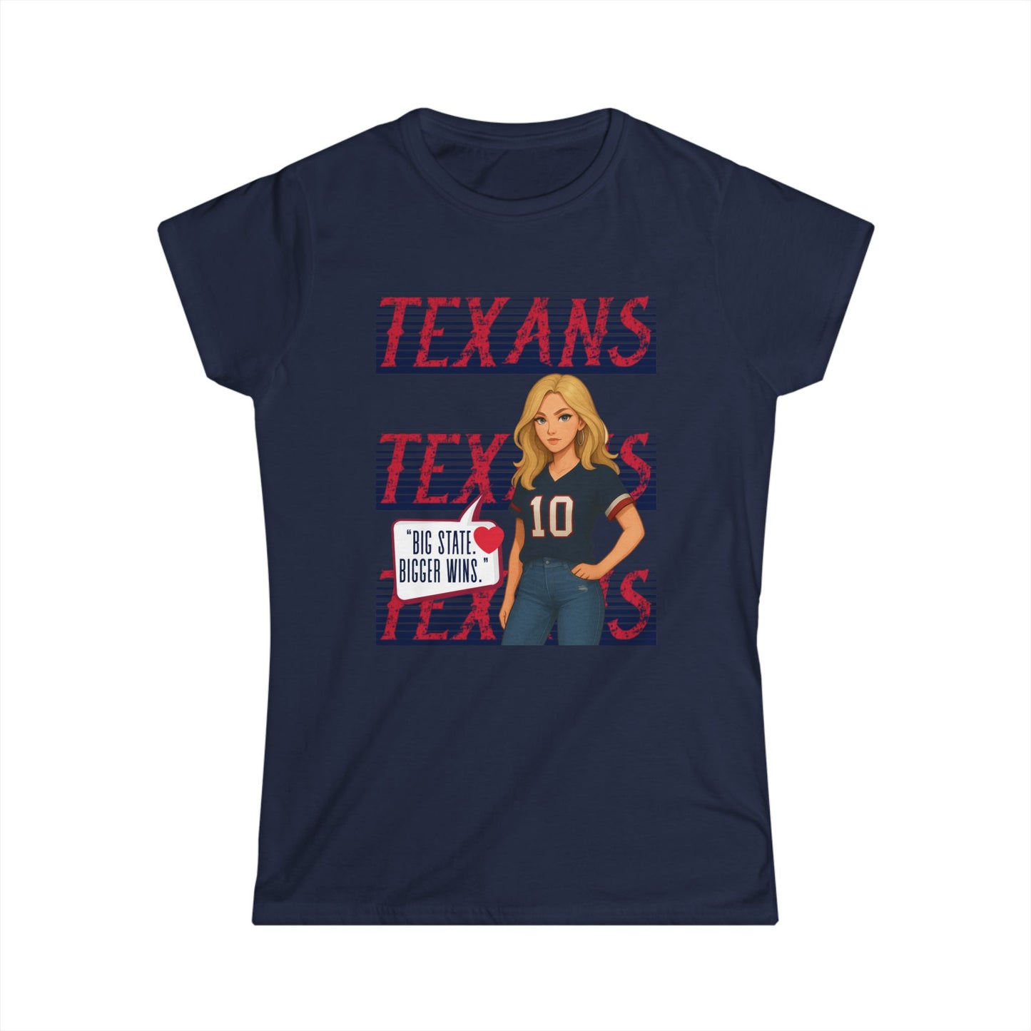 Texans Spirit Women's Tee, Game Day Shirt, Cute Fan Tee, State Pride Apparel, Sports Lover Gift