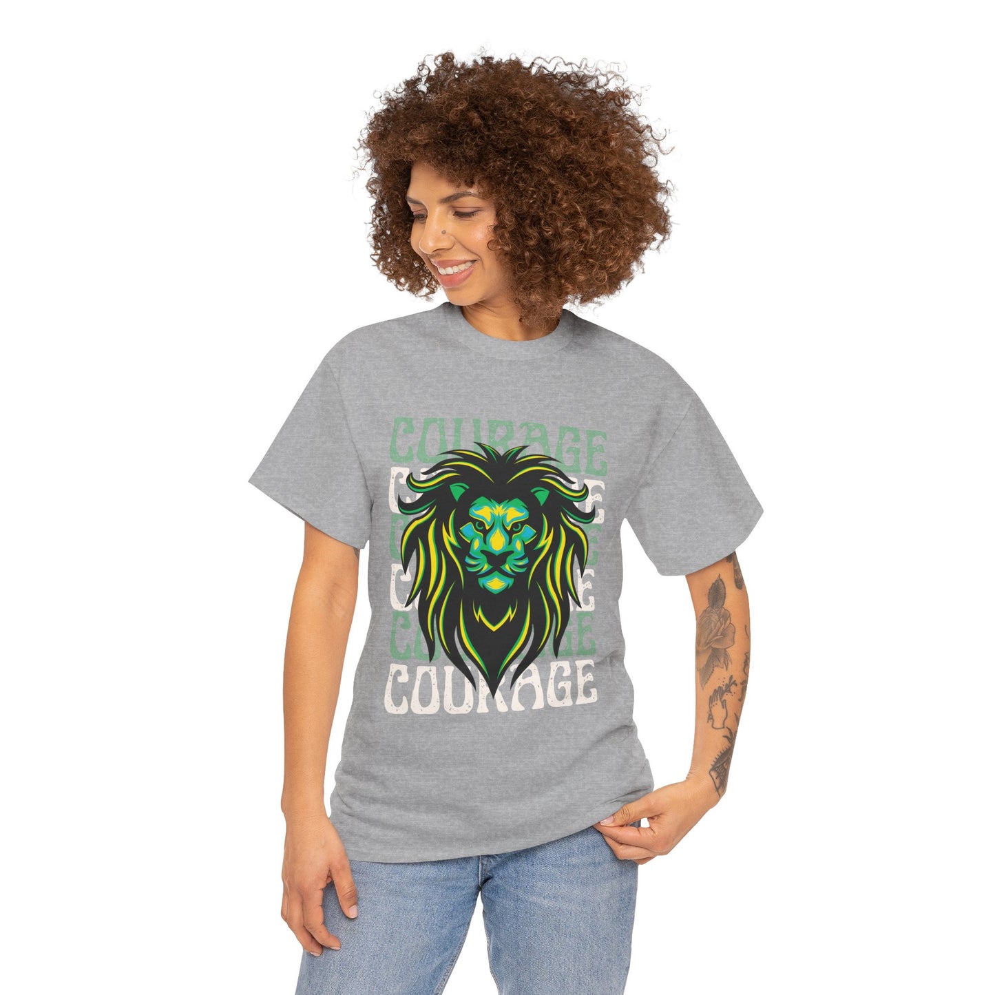 Courageous Lion Tee, Motivational Shirt, Unisex Cotton T-Shirt, Gift for Strength, Inspirational Apparel, Courage Theme