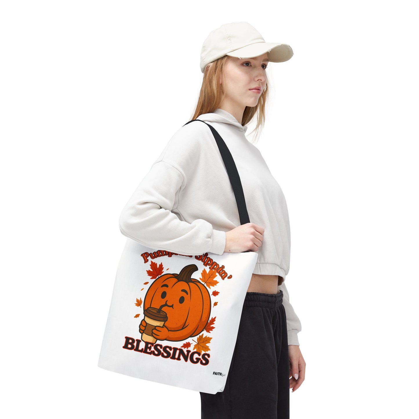FaithStyles Autumn Pumpkin Blessings Tote Bag | Fall Bag, Cute Tote, Gift for Her, Thanksgiving, Coffee Lovers, Halloween Decor