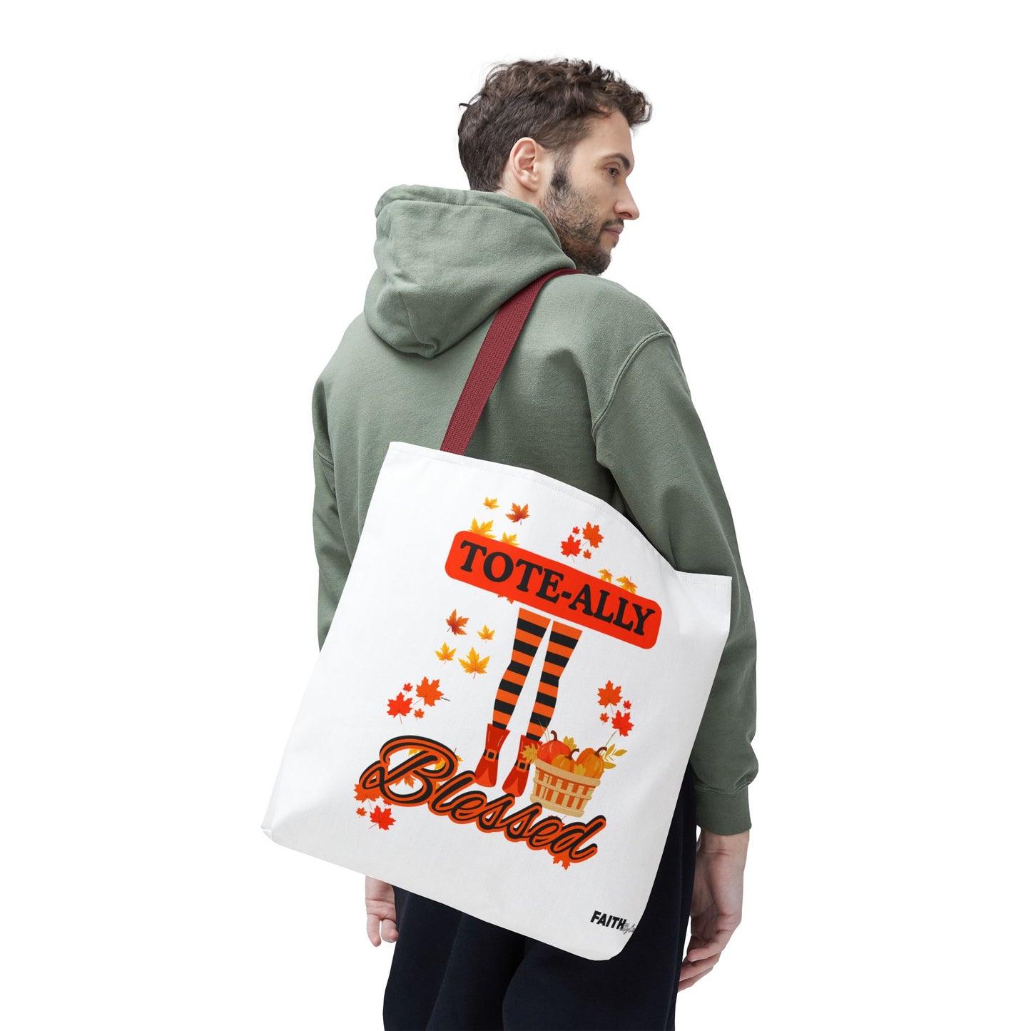 FaithStyles Blessed Holiday Tote Bag, Autumn Tote, Fall Accessories, Gift for Her, Seasonal Shopping Bag, Cute Grocery Bag