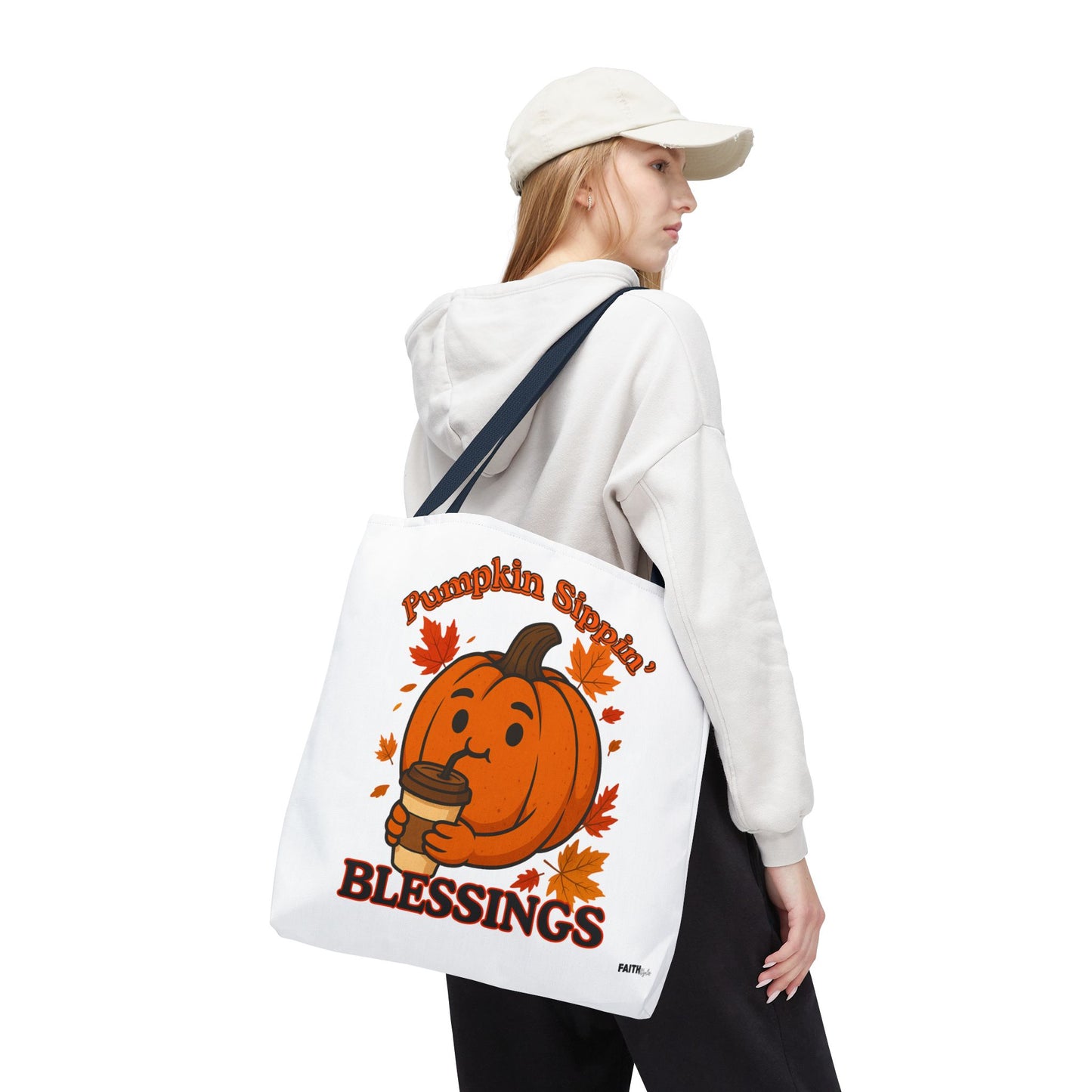 FaithStyles Autumn Pumpkin Blessings Tote Bag | Fall Bag, Cute Tote, Gift for Her, Thanksgiving, Coffee Lovers, Halloween Decor