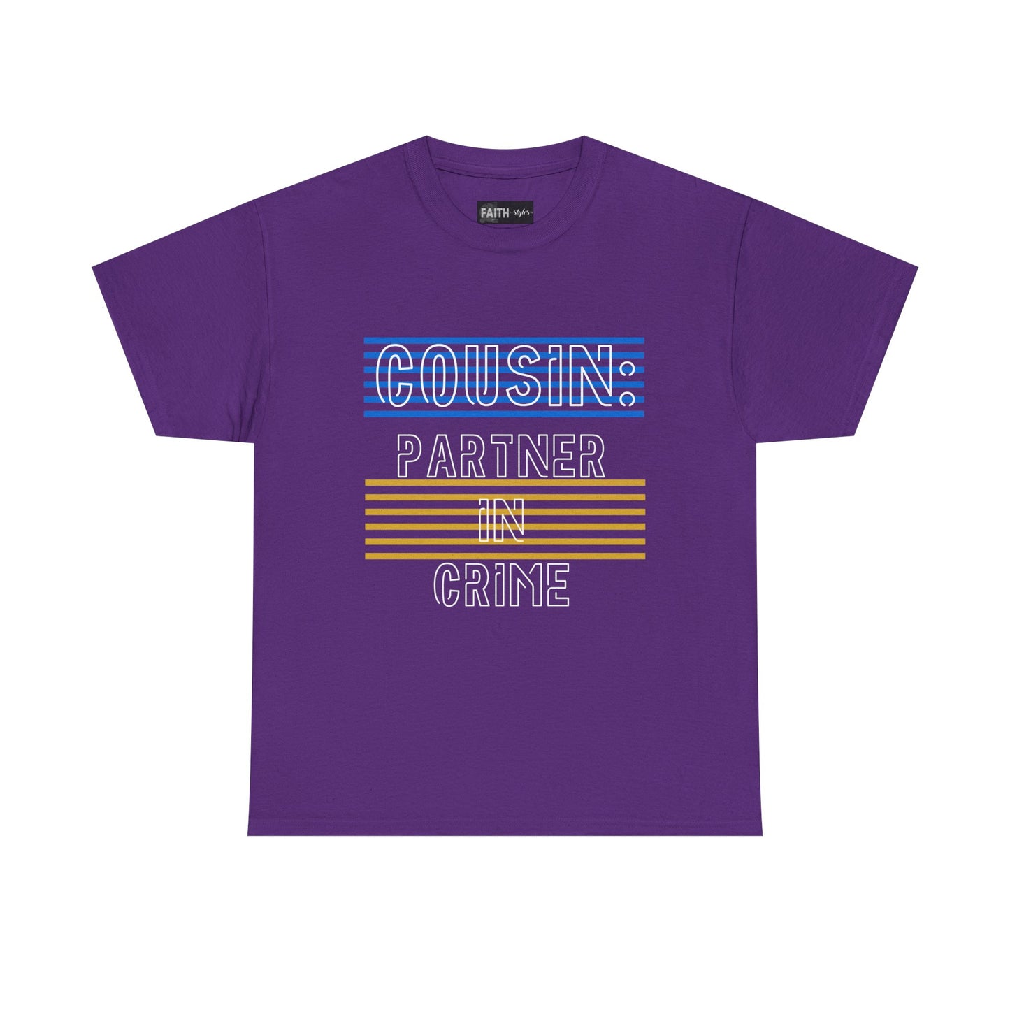 Cousins Partner in Crime Tee | Unisex Heavy Cotton T-Shirt for Family Gatherings, Cousin's Day, Gift for Cousins, Comfortable Casual Wear